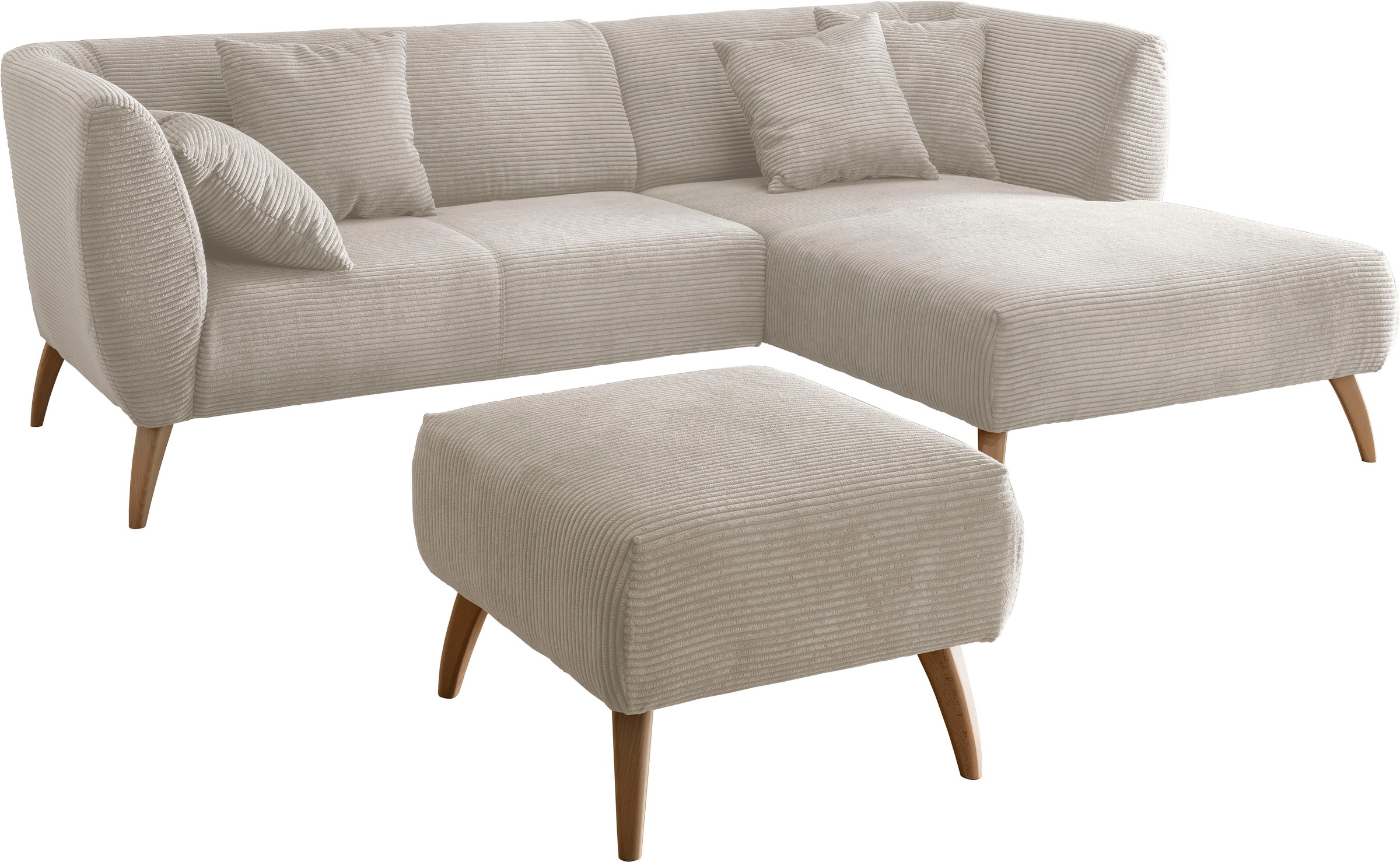 INOSIGN Ecksofa »Colori L-Form«, Holzfußfarbe wählbar, inkl. 4x Zierkissen günstig online kaufen