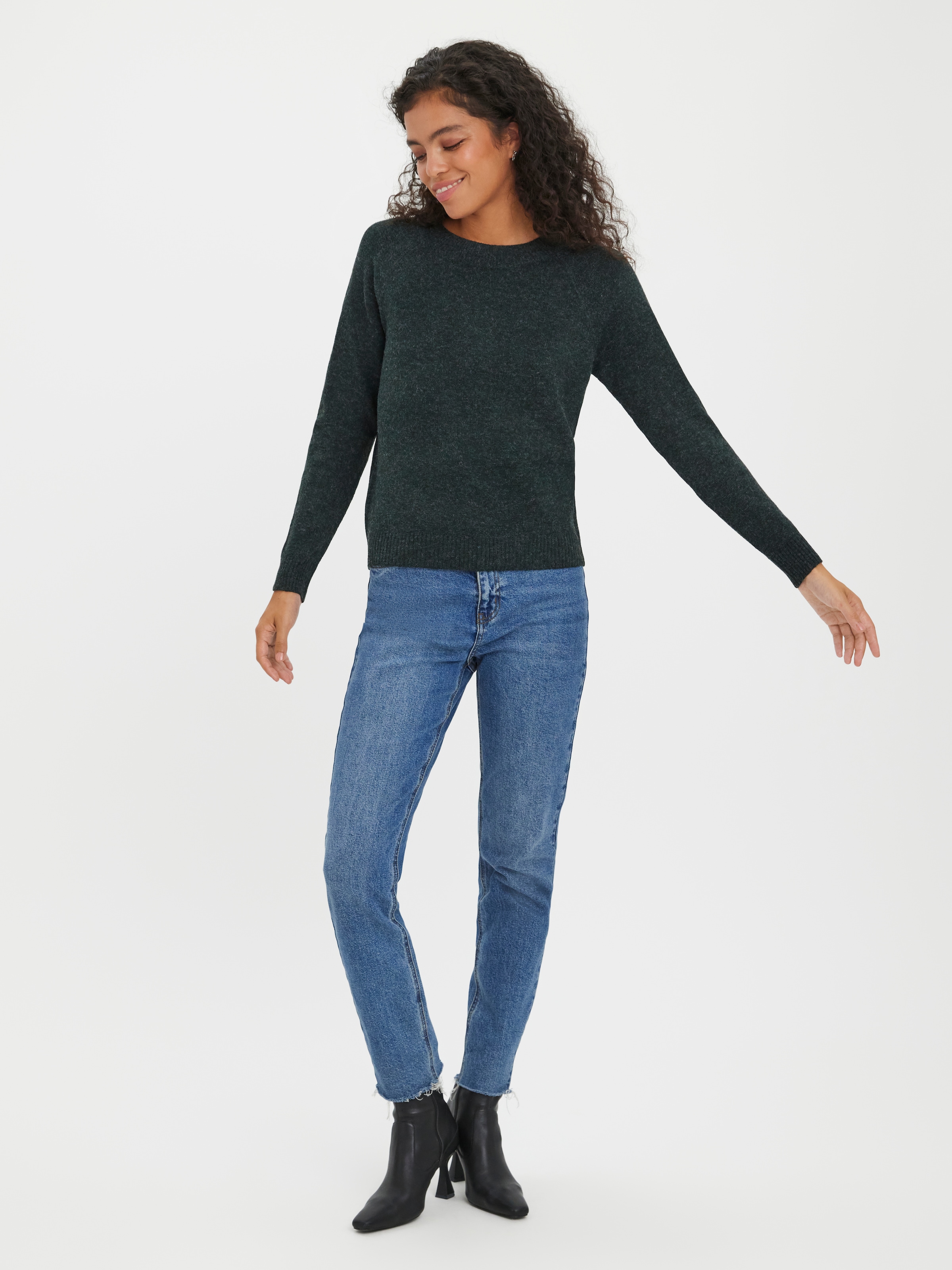 Vero Moda Rundhalspullover »VMDOFFY LS O-NECK BLOUSE GA NOOS« Materialmix, regular fit