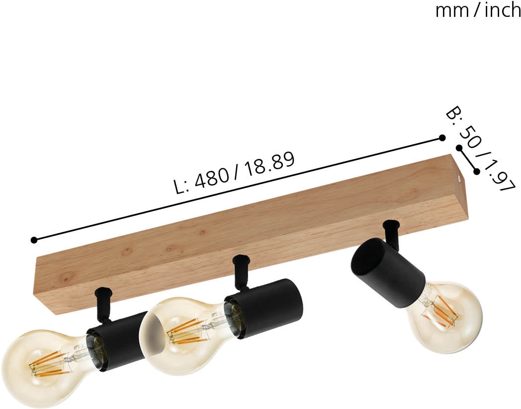 EGLO Deckenspot »TOWNSHEND 3«, 3 flammig, Leuchtmittel E27 | Leuchtmittel wechselbar-ohne Leuchtmittel, Vintage Deckenspot im Industrial Design, Retro Lampe, Fassung: E27
