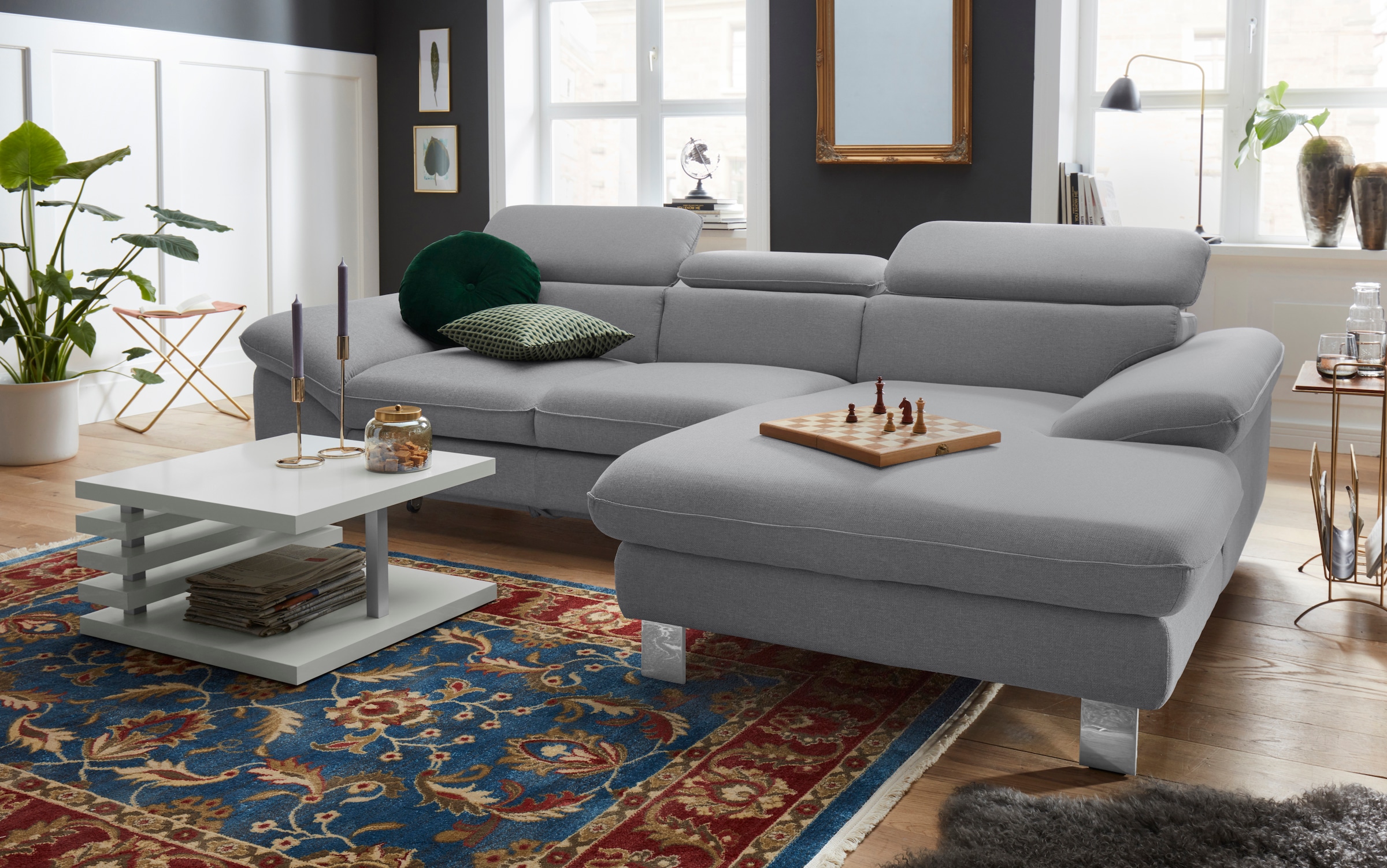 COTTA Polstergarnitur »Driver L-Form«, (Set, 2 tlg.), Set bestehend aus: Ecksofa mit Kopfteilverstellung & Hocker