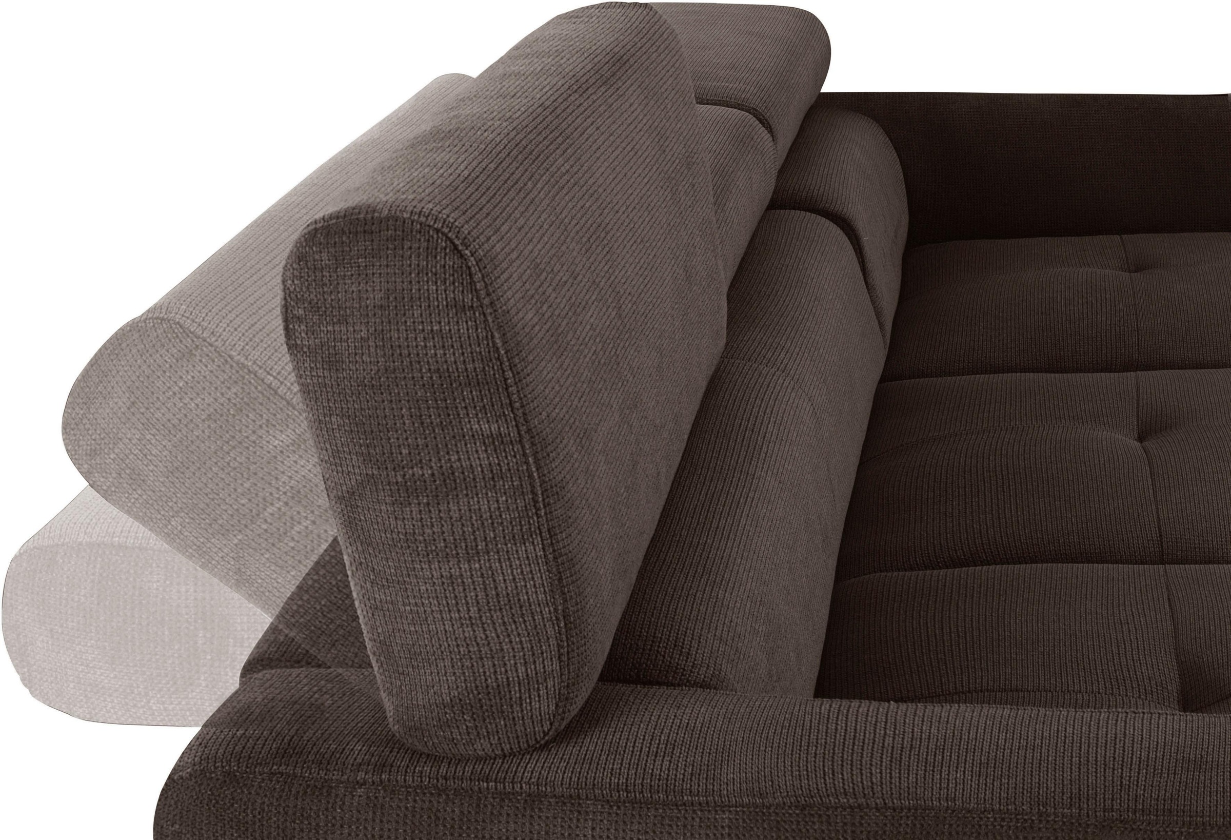 COTTA Ecksofa »Sammy L-Form«, mit Kopfteilverstellung, wahlweise mit Bettfunktion & Bettkasten