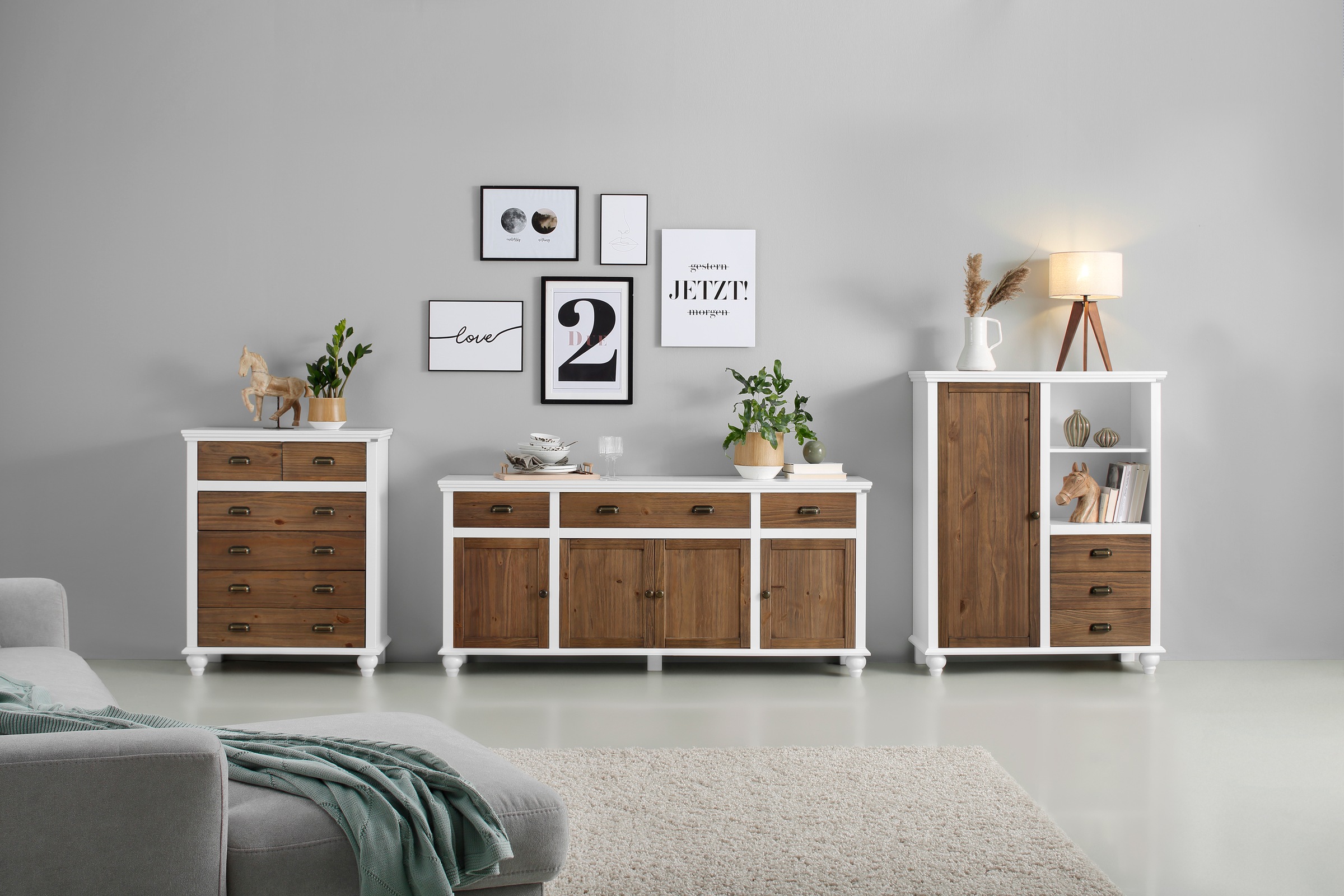 Home affaire Hochschrank »Borey«,  aus Massivholz