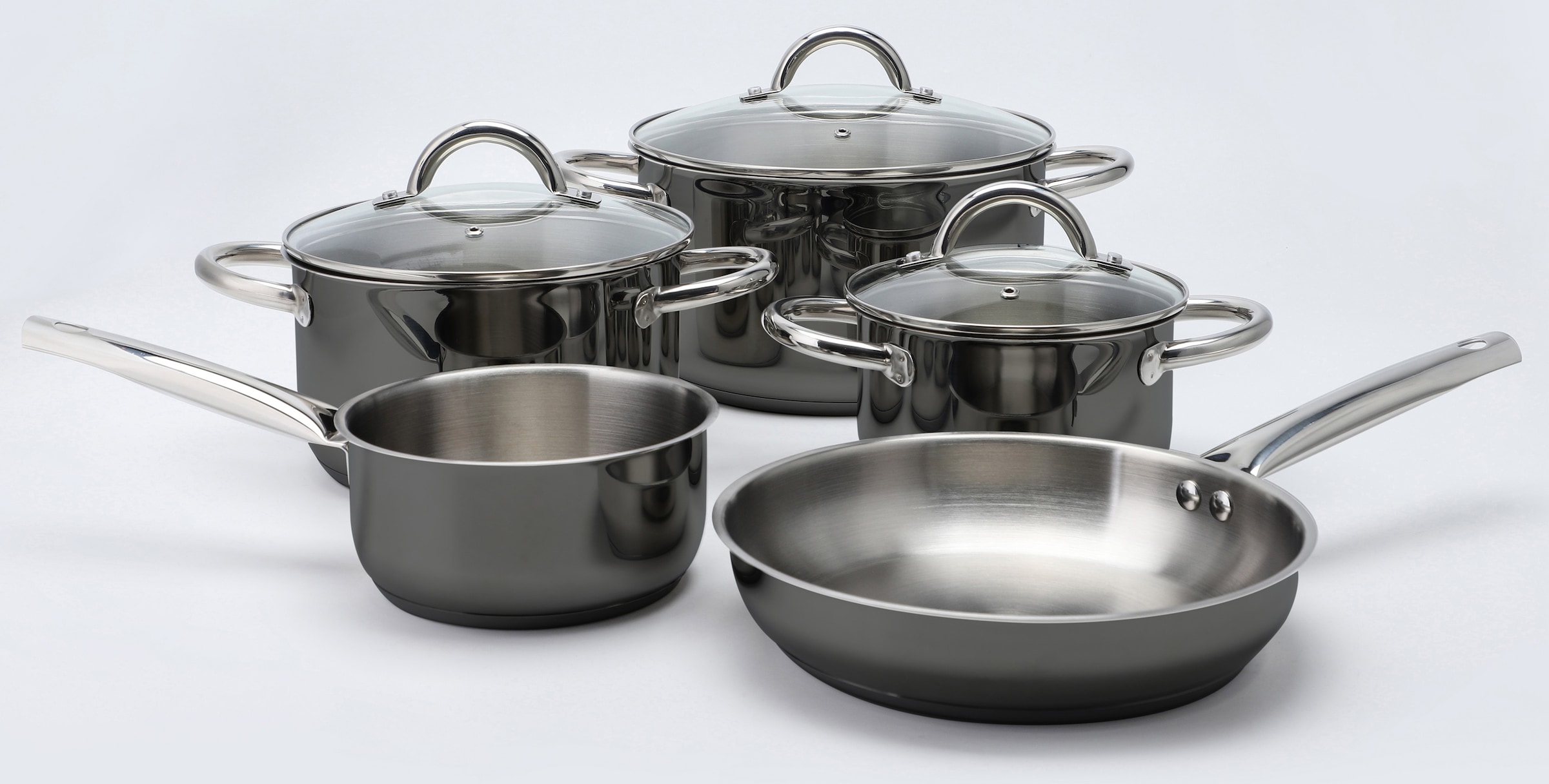ECHTWERK Topf-Set »Black-Edition«, Edelstahl 18/8, (Set, 8 tlg., je 1 Kochtopf 16/20/24 cm, Kasserolle 16 cm, Bratpfanne 24 cm), für alle Herdarten geeignet, Induktion