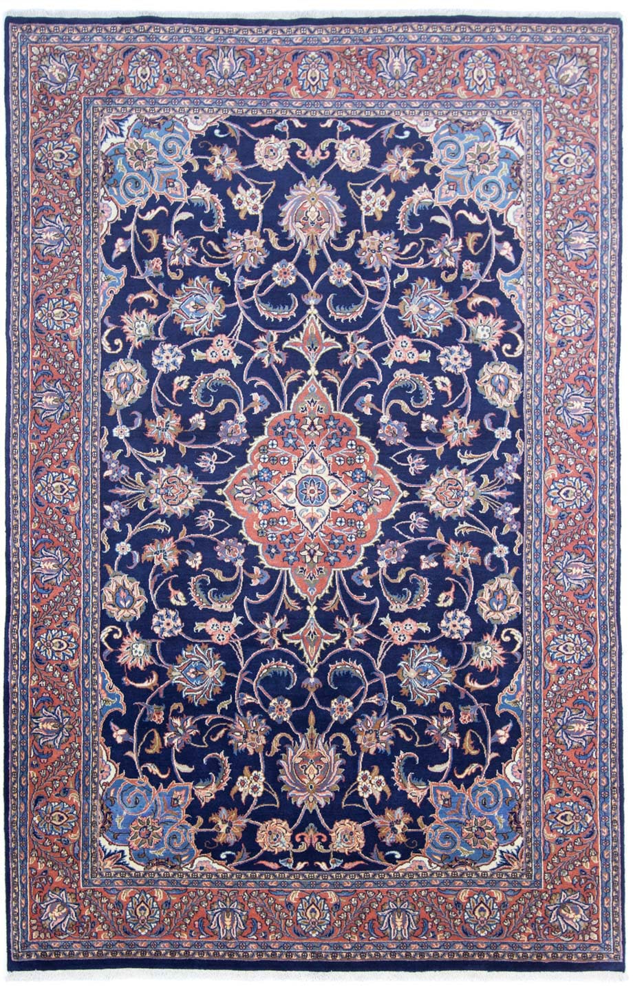 morgenland Wollteppich »Sarough Medaillon Blu scuro 300 x 193 cm«, rechteck günstig online kaufen