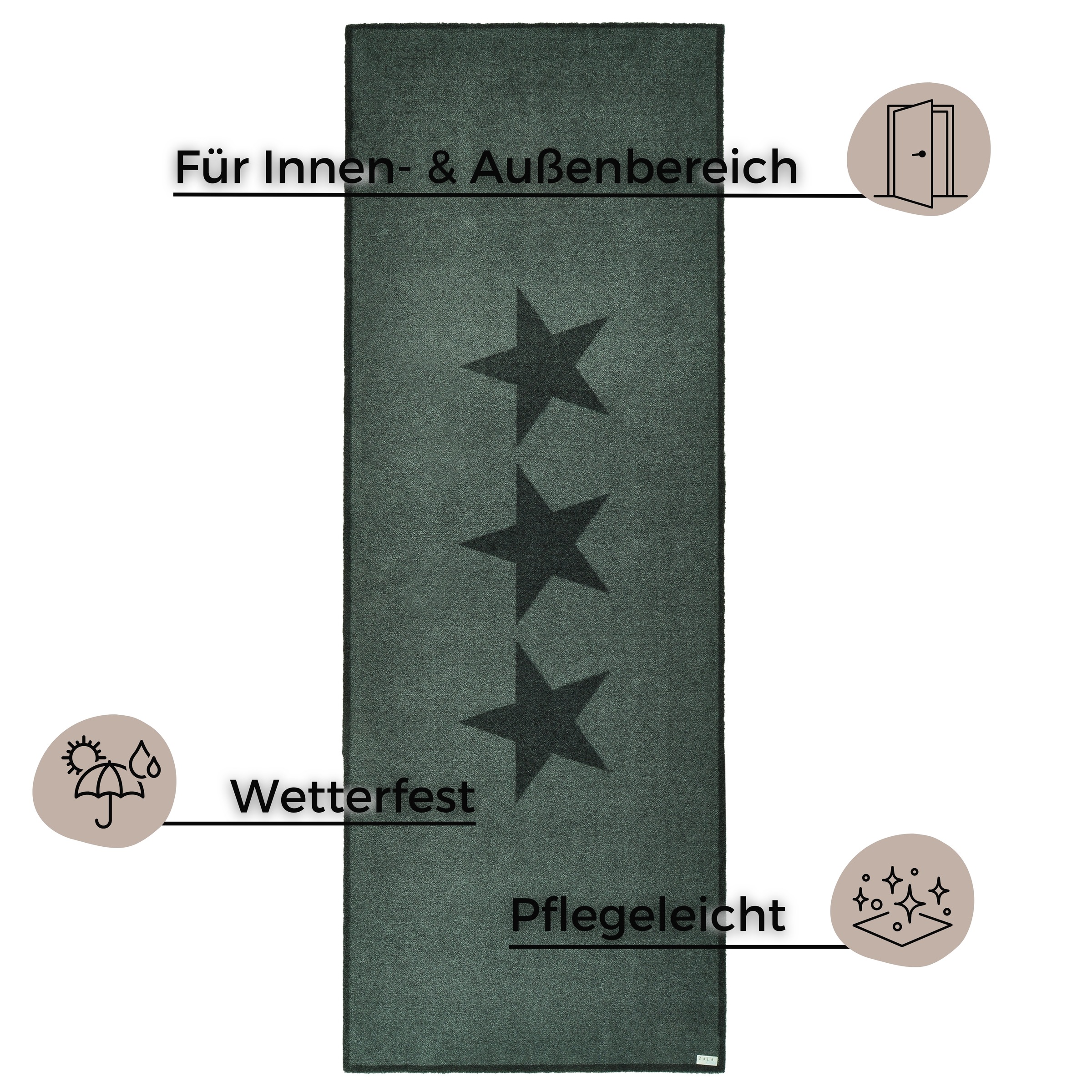 HANSE Home Fußmatte »Sterne, Türmatte«, rechteckig, 7 mm Höhe, Schmutzfangmatte, Innen und Außen, Rutschfest, Wetterfest, Waschbar