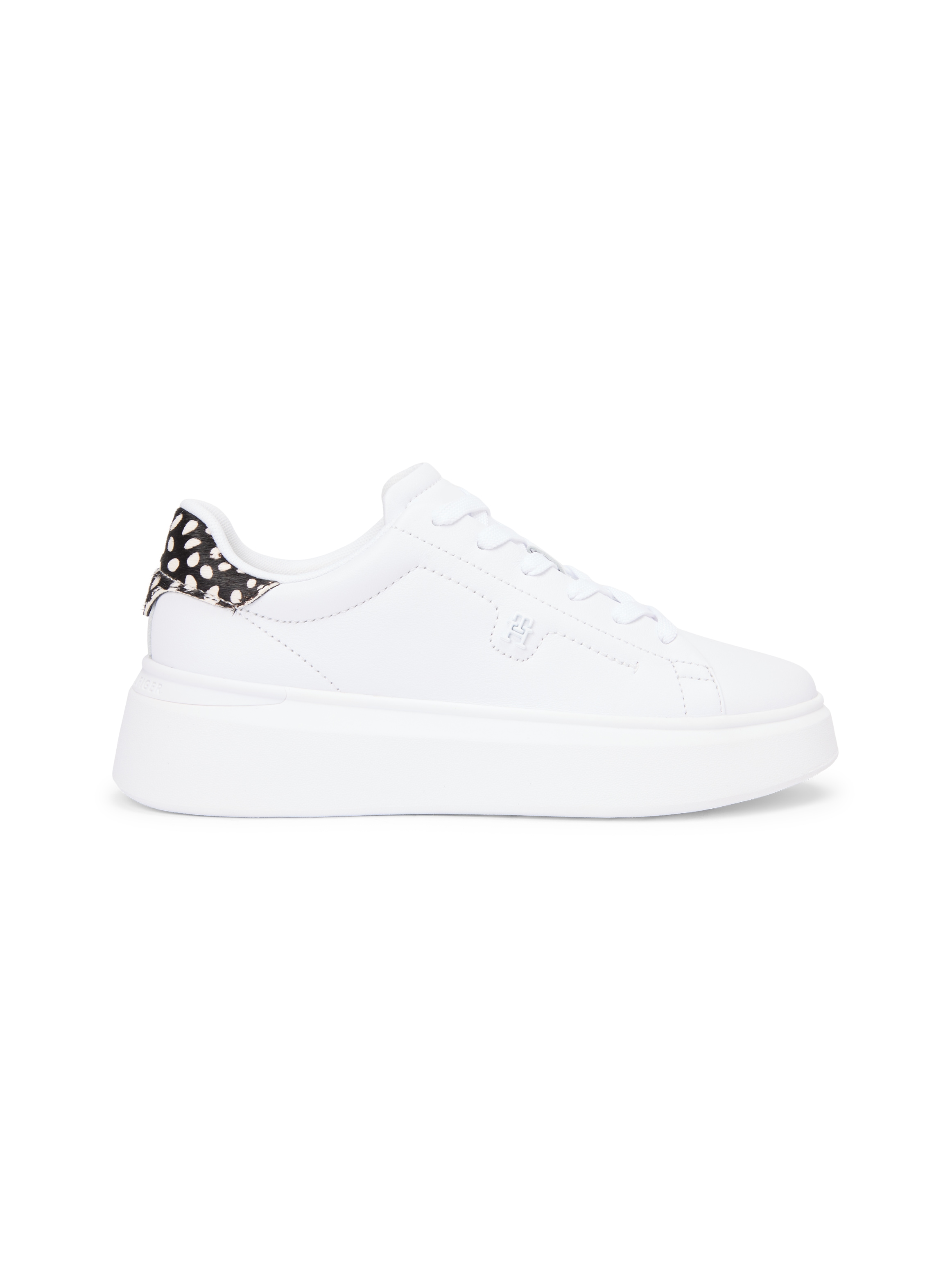 Tommy Hilfiger Plateausneaker »ANIMAL PRINT PLATFORM SNEAKER«  , Schnürer, Halbschuh, Freizeitschuh, gepunkteter Braun-Beiger-Besatz
