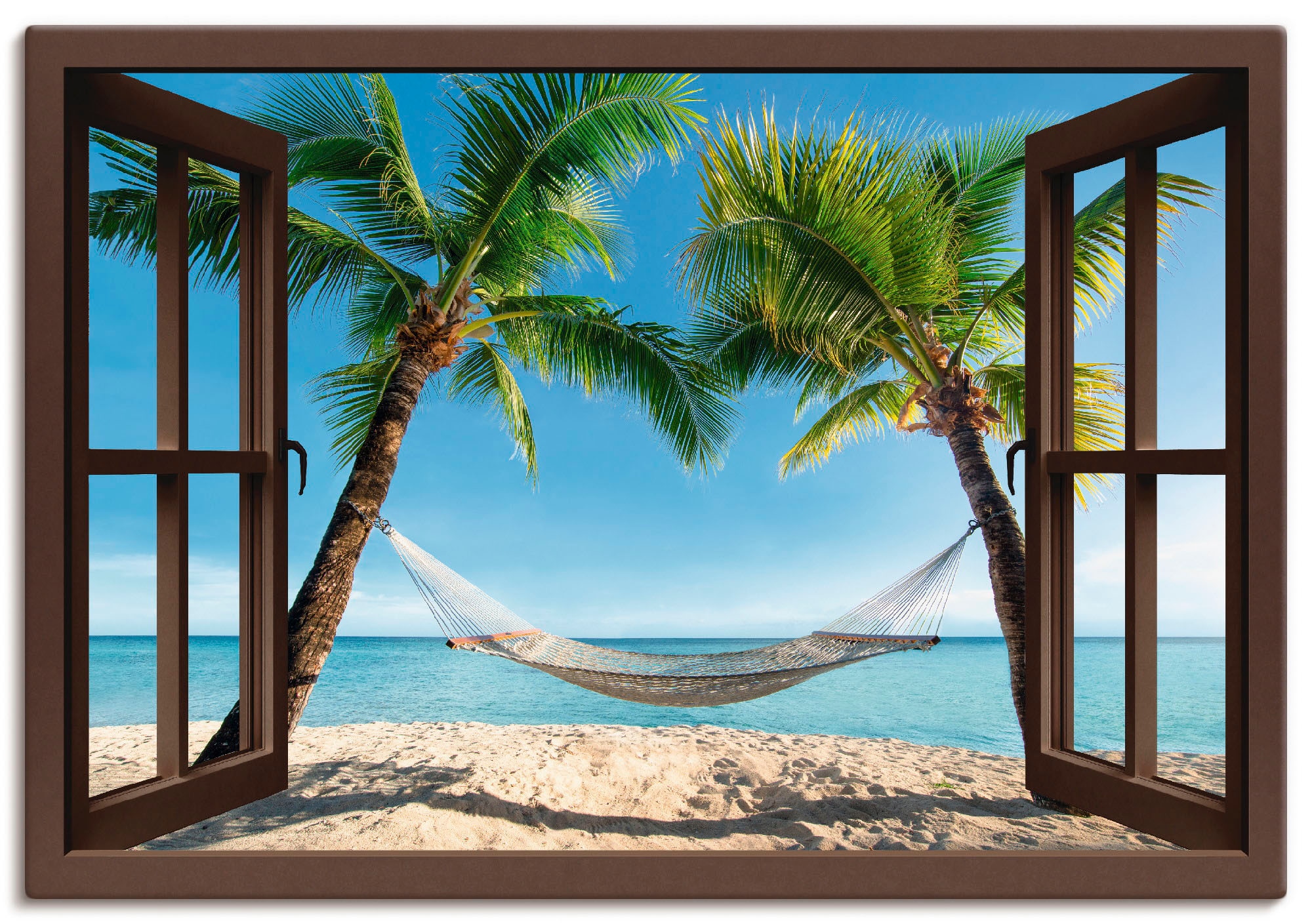 (1 Palmenstrand Karibik«, Wandbild online als St.), versch. Poster kaufen Wandaufkleber Größen Amerika, oder »Fensterblick Alubild, Leinwandbild, Artland in
