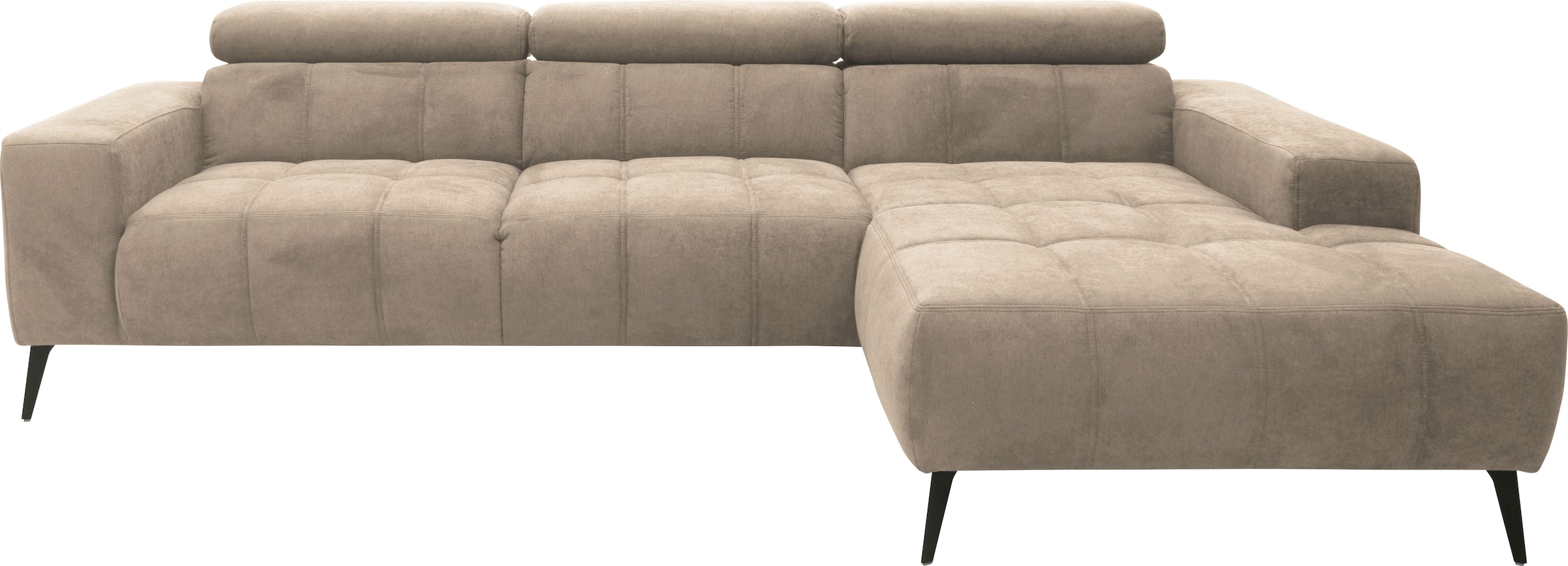 DOMO collection Ecksofa »Trento L-Form, mit Kufenfuß oder Einzelfuß«, wahlweise mit Kopfteilverstellung, Recamiere links/rechts bestellbar