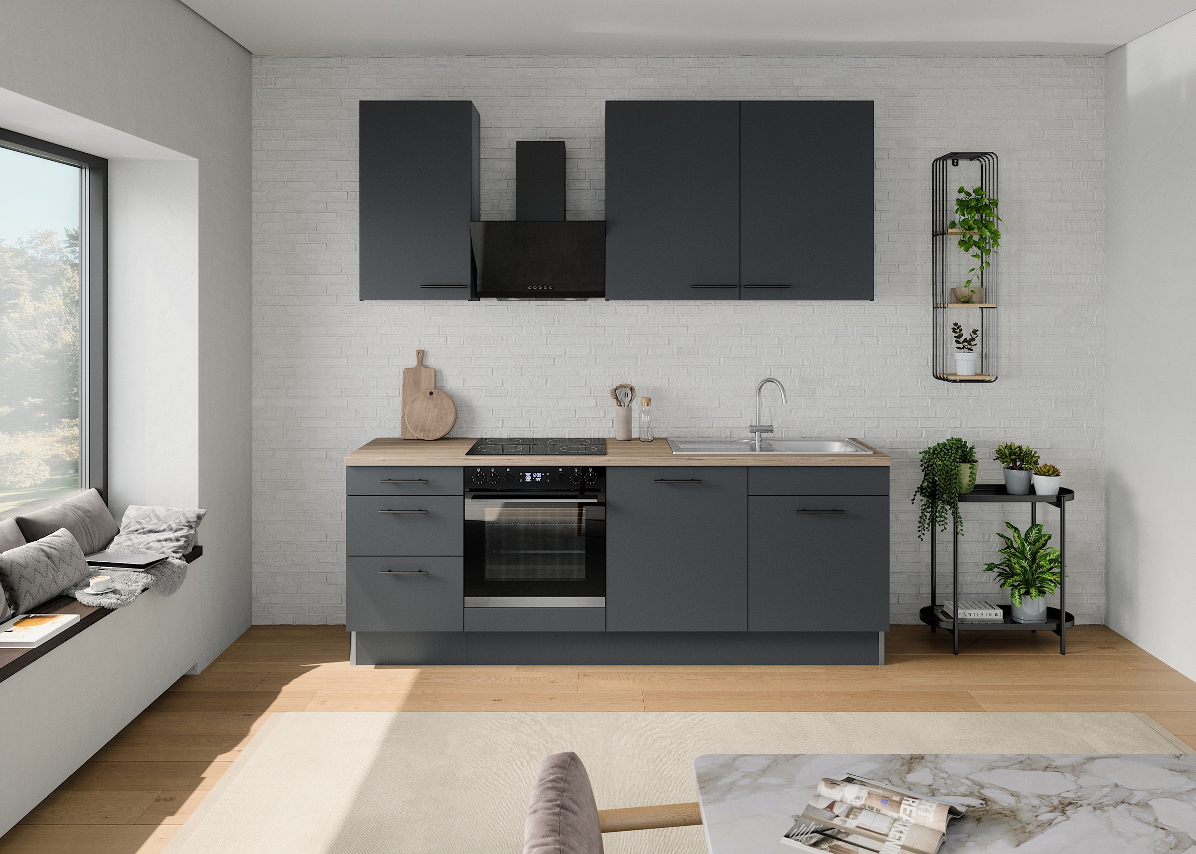 OPTIFIT Küchenzeile »Fiona«, Breite 230 cm, mit Hanseatic-E-Geräten in Premium oder Basic