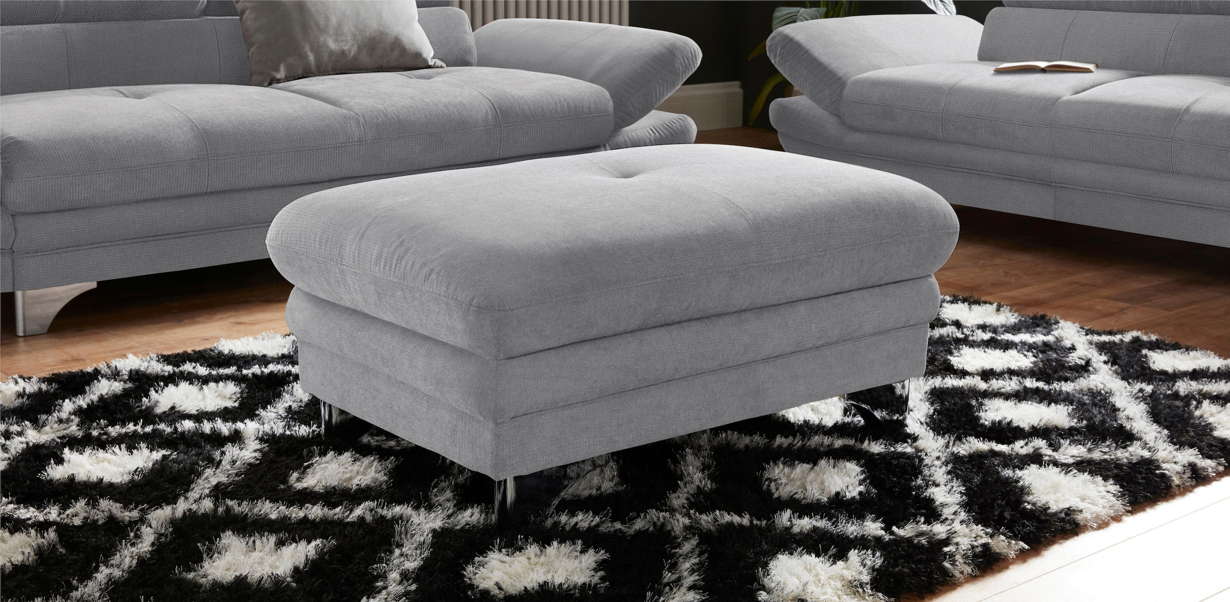 COTTA Polstergarnitur »Enterprise«, (Set), Set bestehend aus: 2-Sitzer mit Kopfteilverstellung & Hocker
