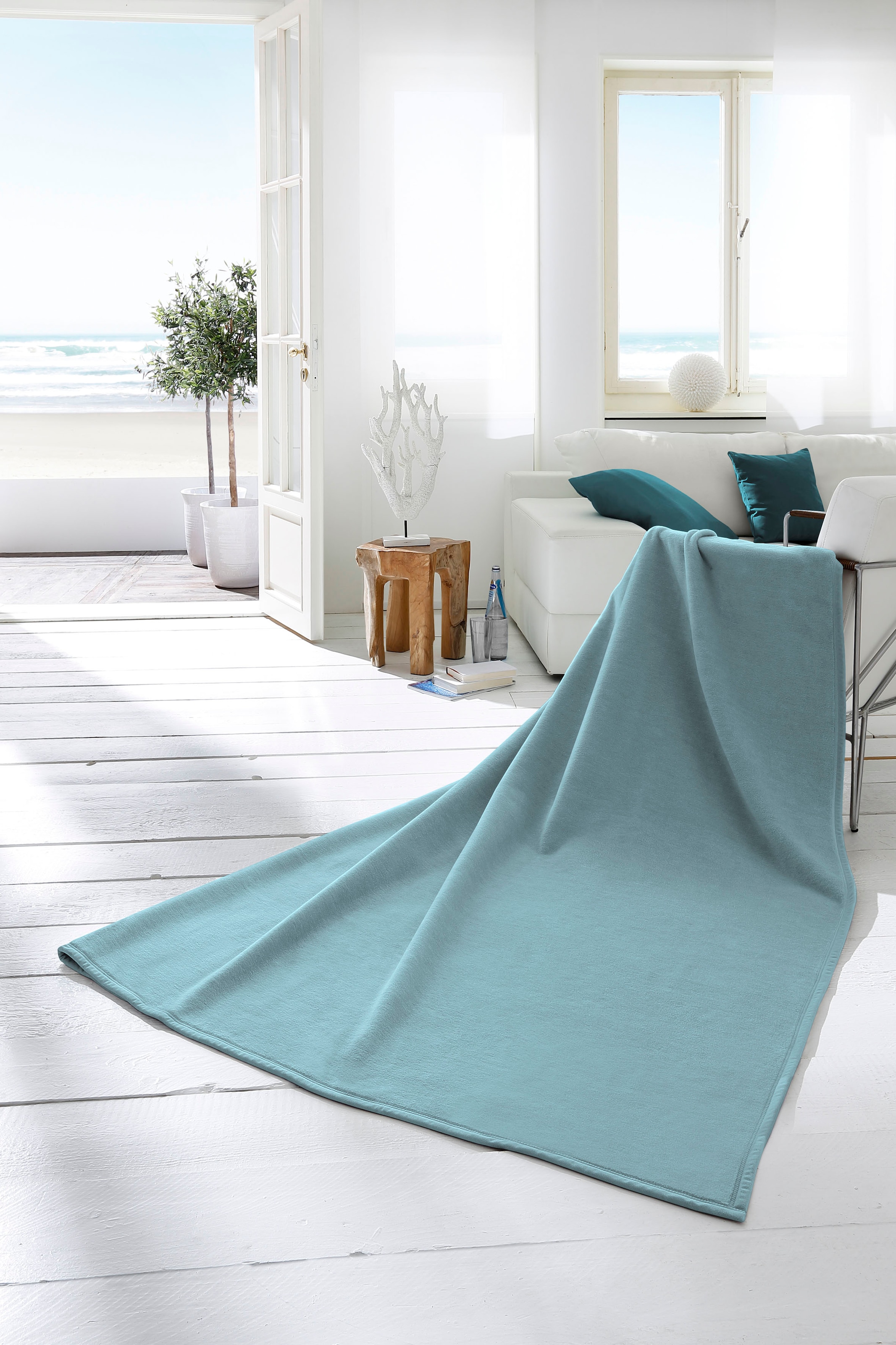 Biederlack Wohndecke »Cotton Home«, im Uni Design, Kuscheldecke