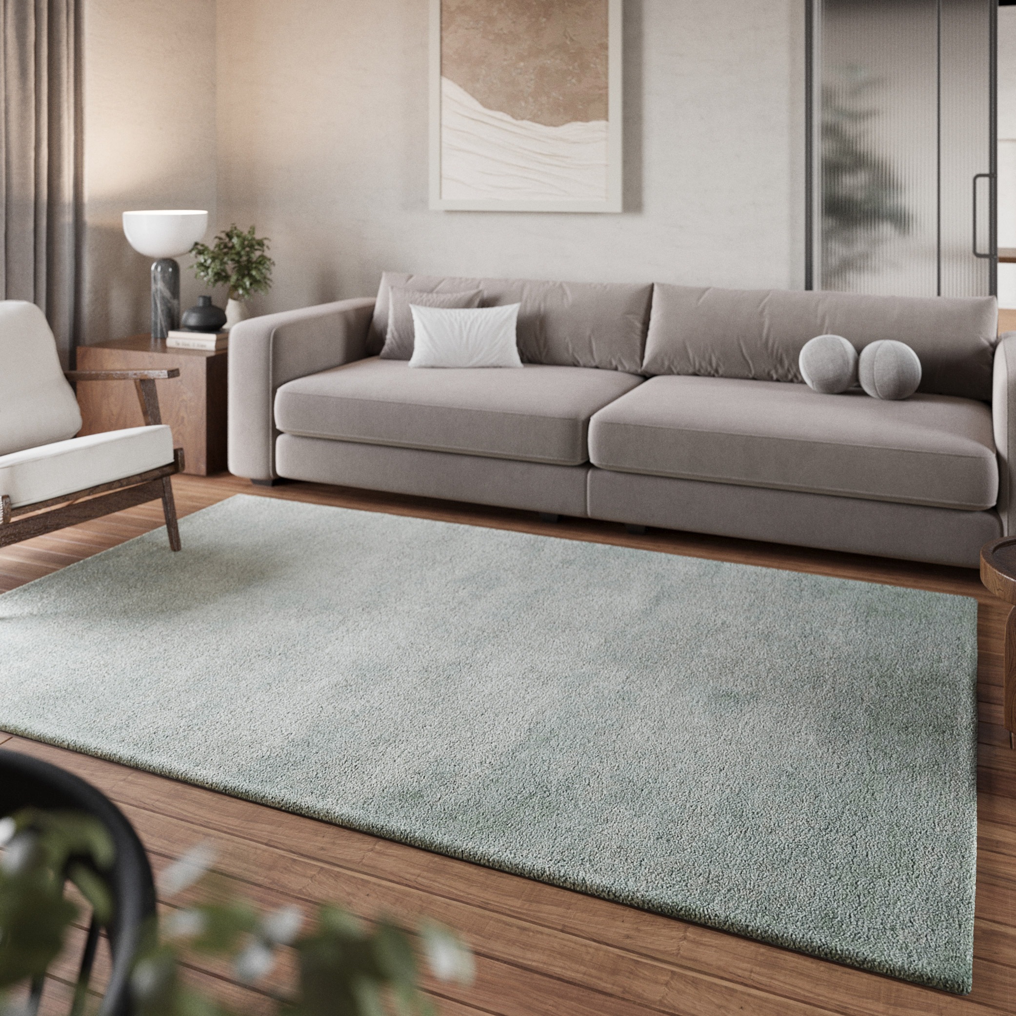 Homie Living Teppich »Pisa«, rund, 25 mm Höhe, Hochflor, Microfaser, uni, weich, Shaggy, Wohnzimmer, Schlafzimmer