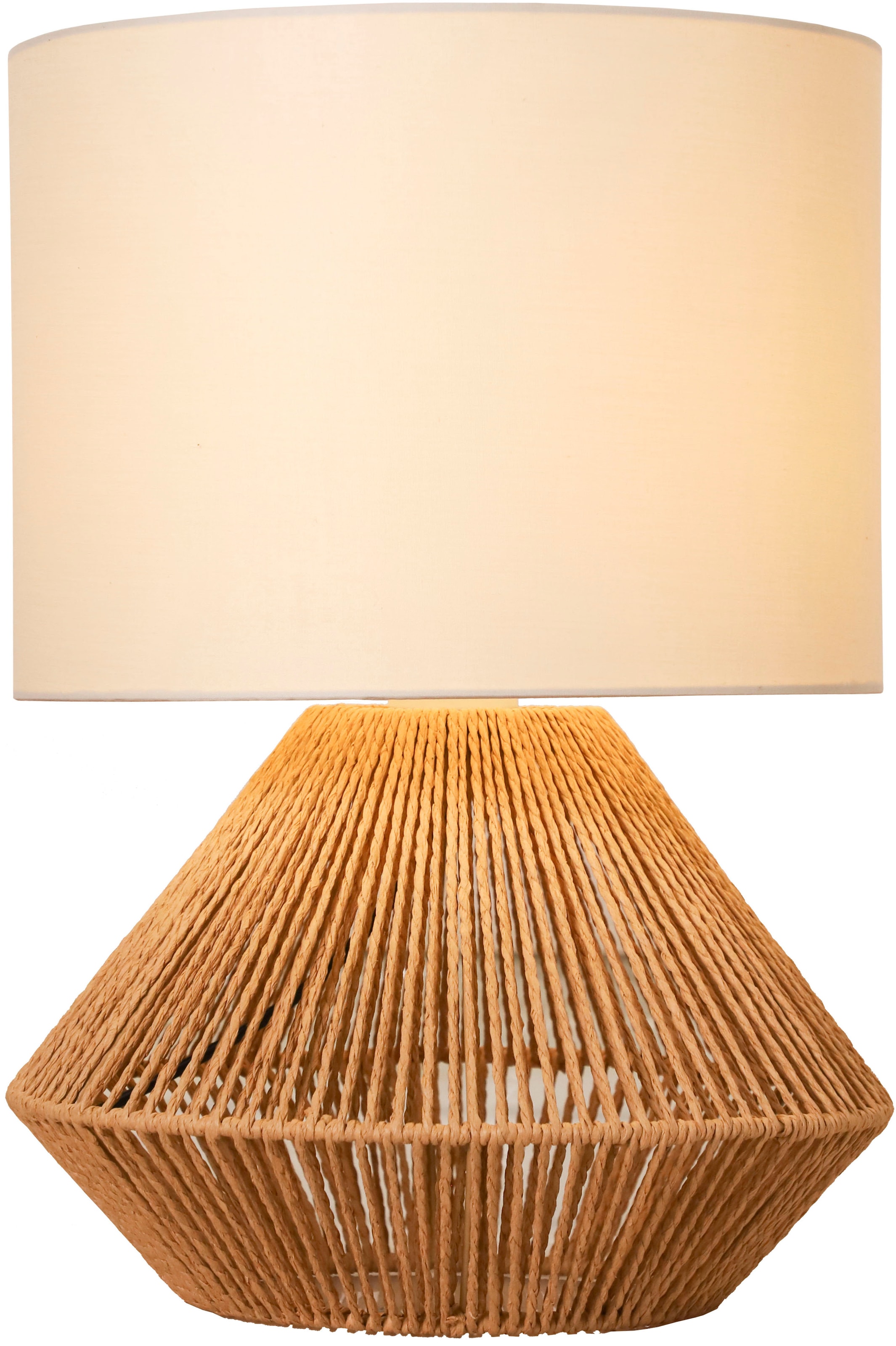 andas Tischleuchte »Hörvik«, 1 flammig, Leuchtmittel E27 | ohne Leuchtmittel, Tischlampe mit Sisal Schnur, Leinenschirm / Stoff - beige, 42 cm hoch