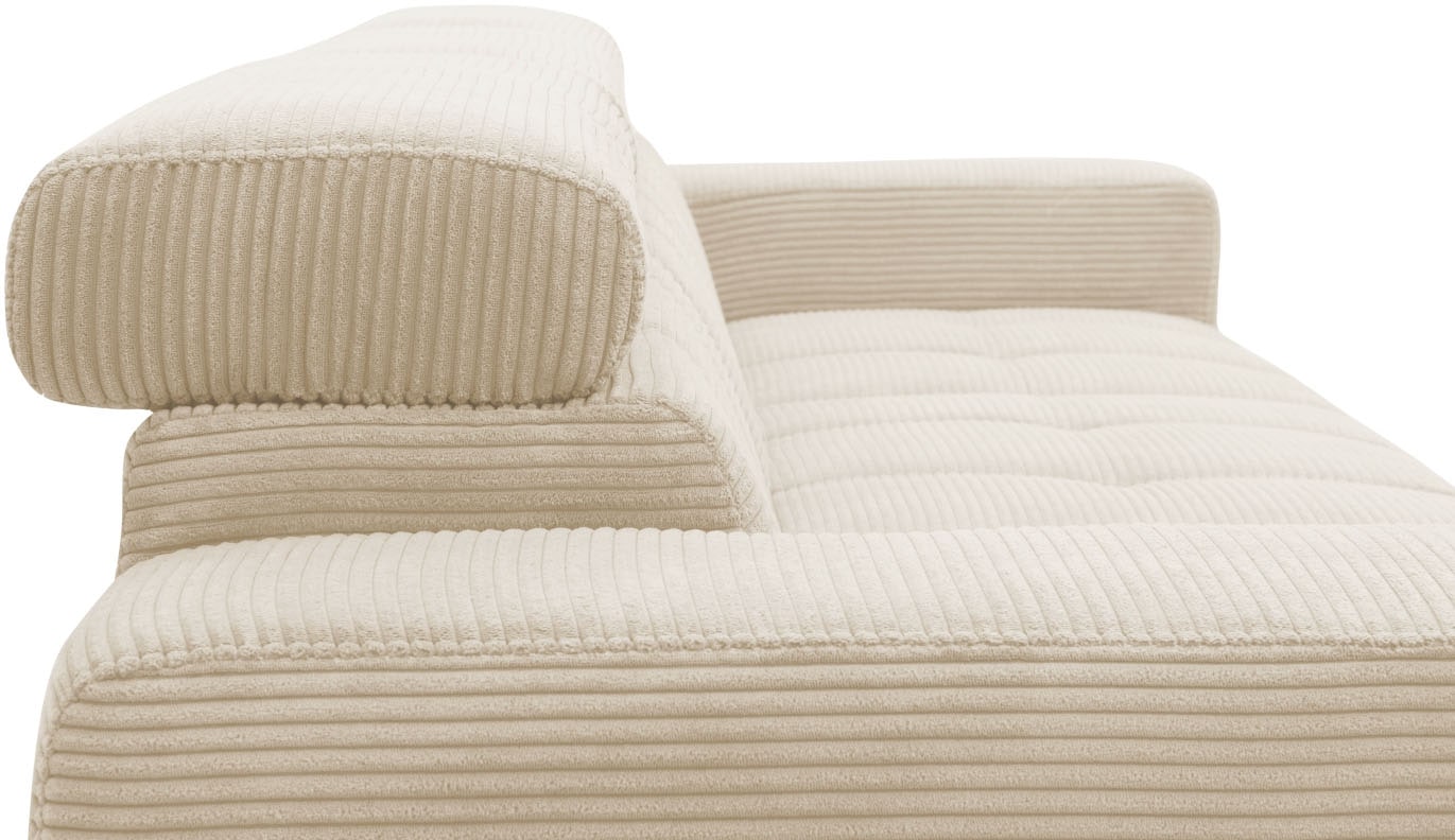 DOMO collection Ecksofa »Trento L-Form, mit Kufenfuß oder Einzelfuß«, wahlweise mit Kopfteilverstellung, Recamiere links/rechts bestellbar