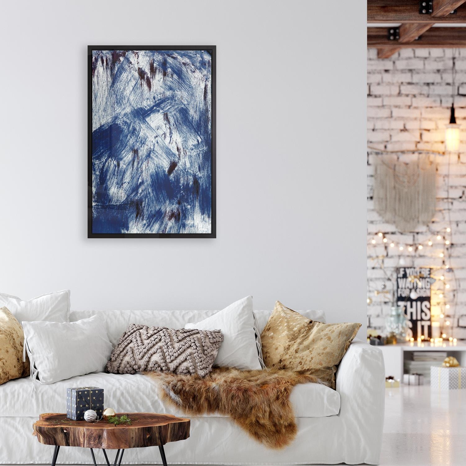 queence Leinwandbild »Abstrakt Blau und Weiß«, Abstrakt-Abstrakte-Kunst-Mod günstig online kaufen