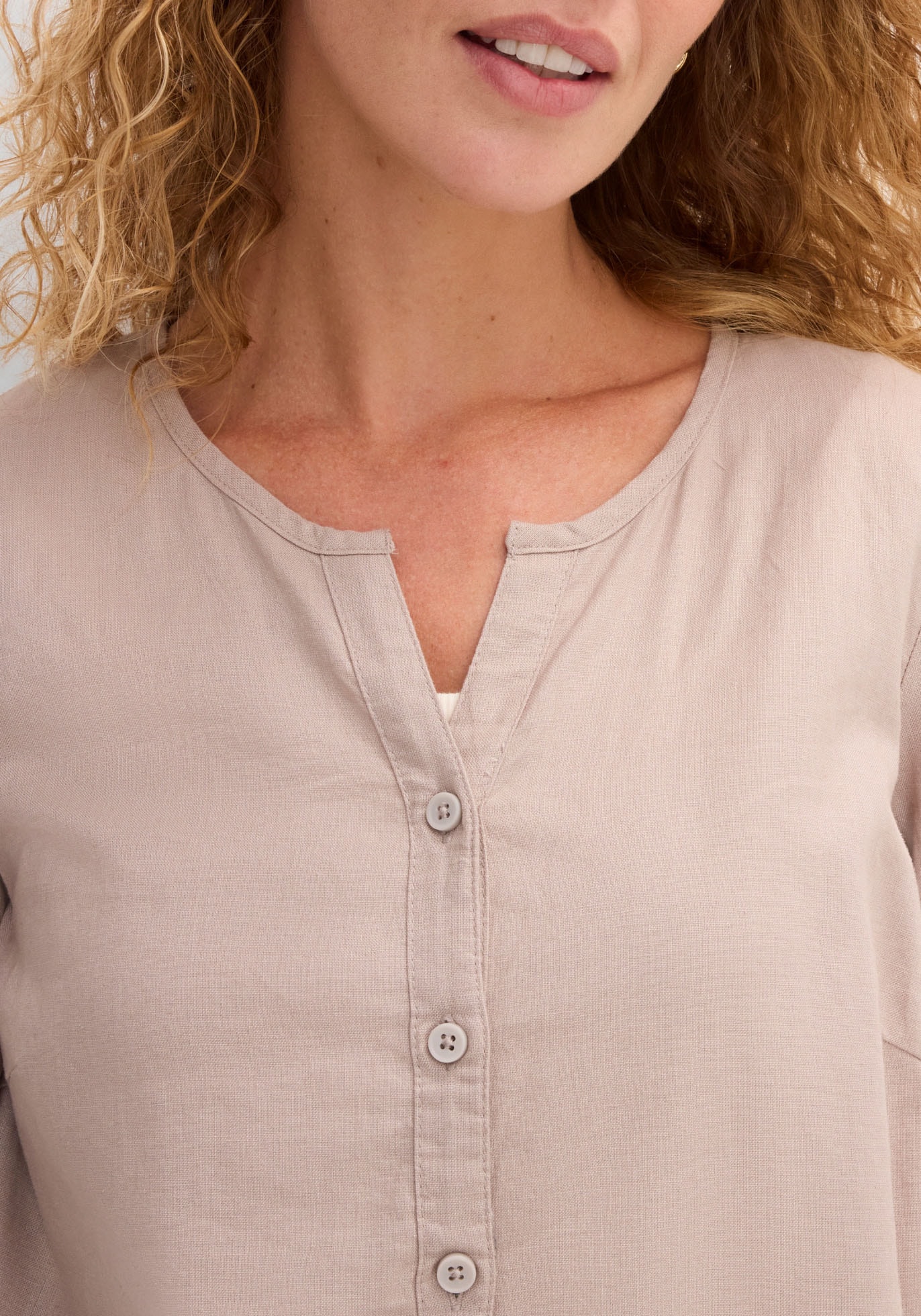 bonprix Langarmbluse »Bluse mit Leinen, 3/4 Arm« Regular Fit, für den Alltag, aus Leinen und Baumwolle