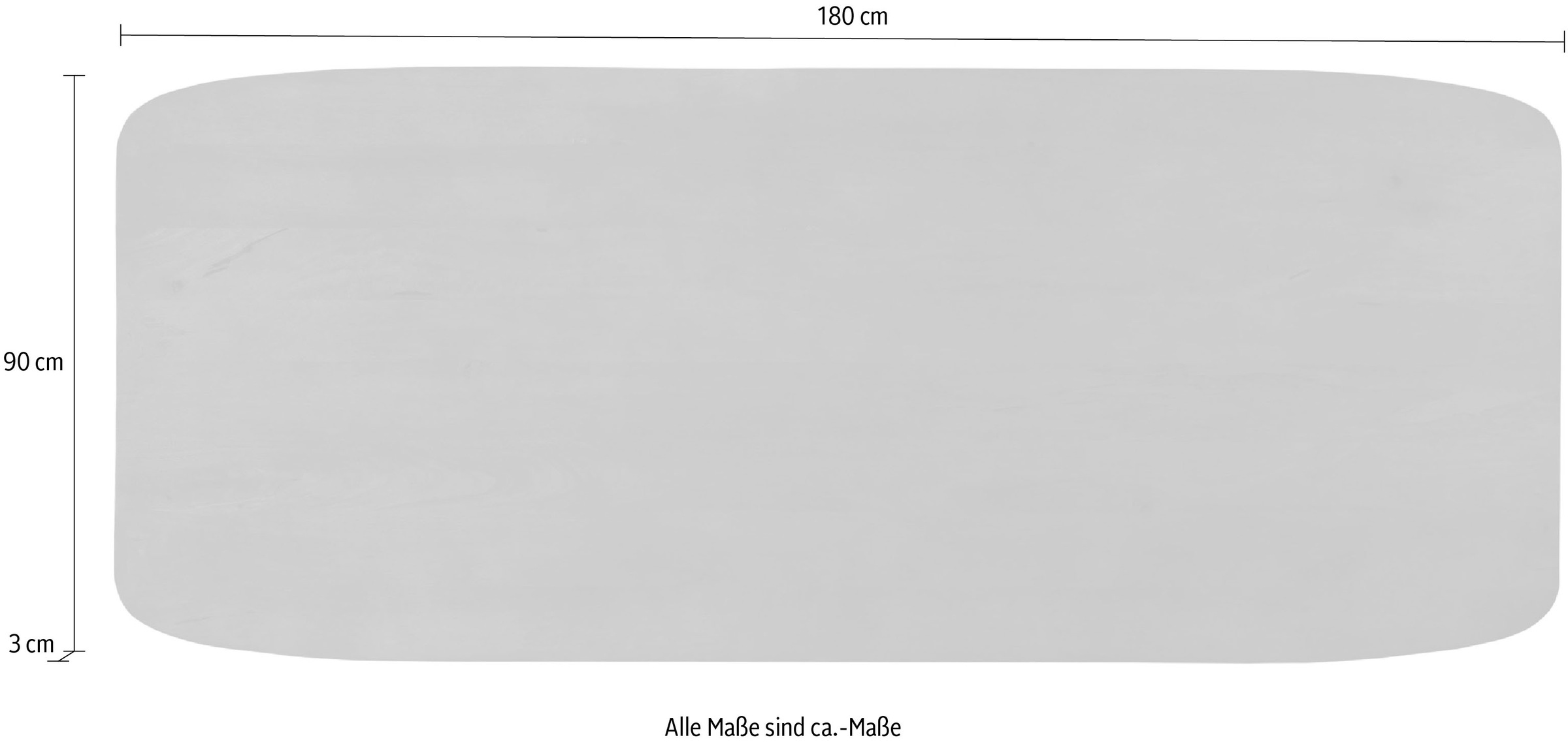 SIT Esstischplatte, mit abgerundeten Ecken