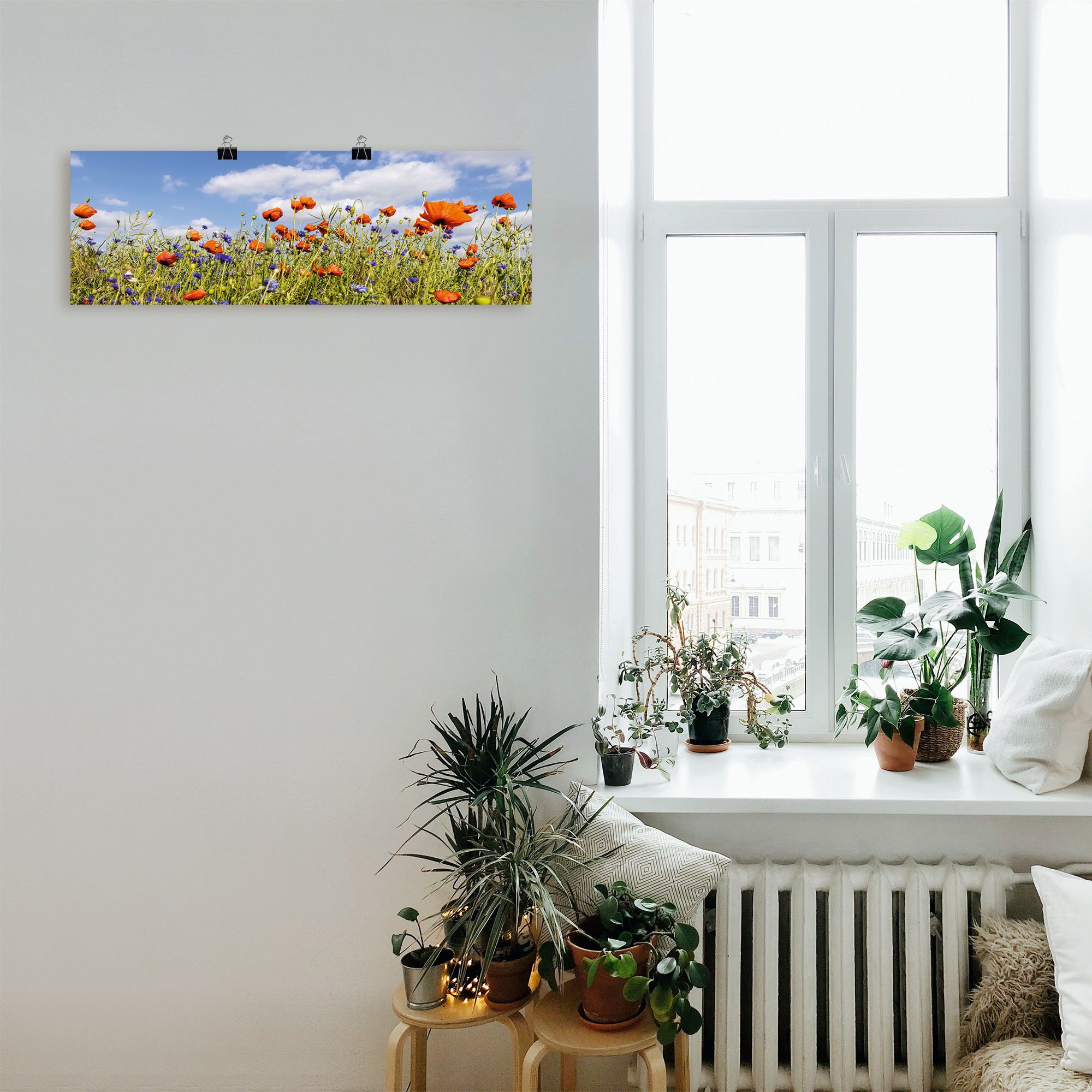 Artland Wandbild »Mohnblumenfeld mit Kornblumen«, Blumenwiese, (1 St.), als Alubild, Leinwandbild, Wandaufkleber oder Poster in versch. Größen
