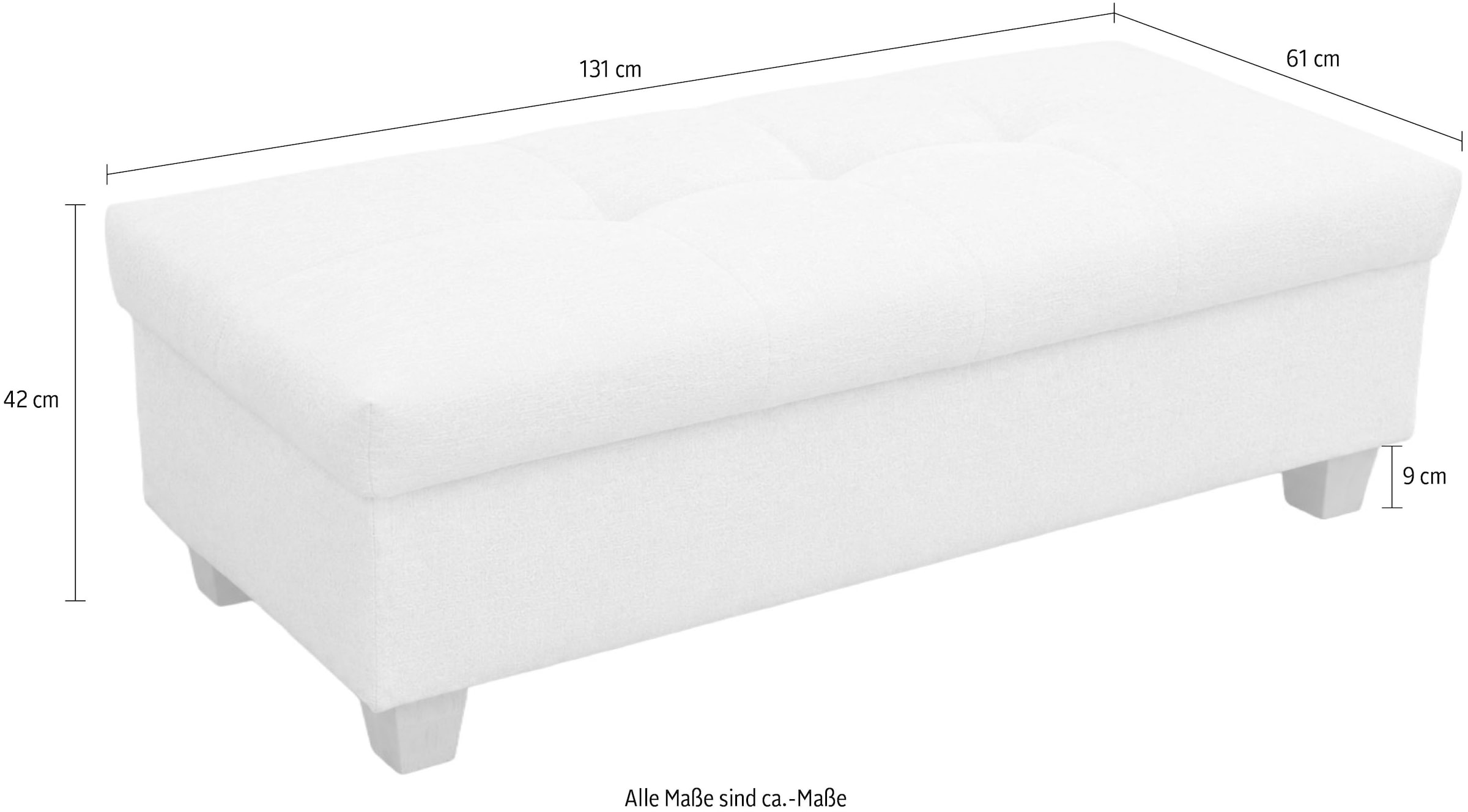 OTTO home Hocker »Eggery 131 cm, mit großem Staufach & bequem gepolstert« Polsterhocker Egedal mit Staufach, passend zum Sofa