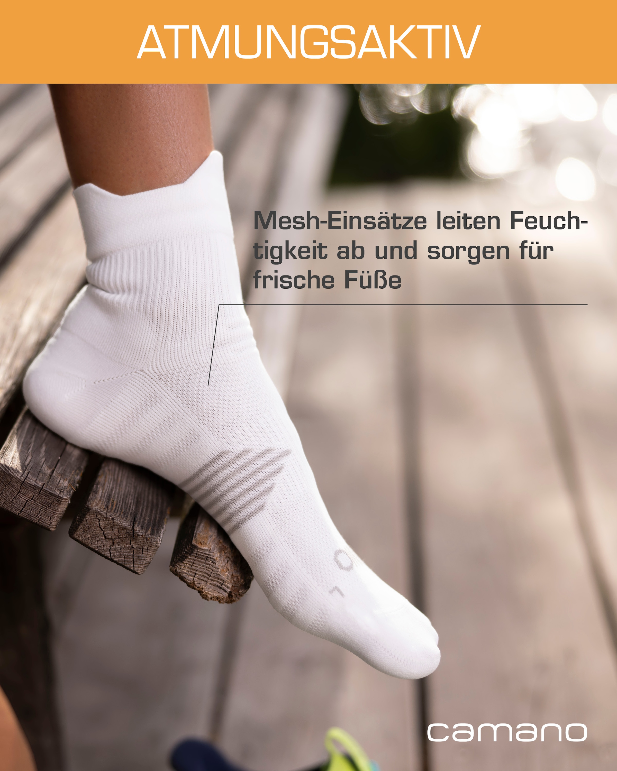 Camano Kurzsocken »function« 4 Stk. tlg. mit verstärkter Ferse und Spitze, Fußgewölbe-Stütze, gepolsterte Sohle