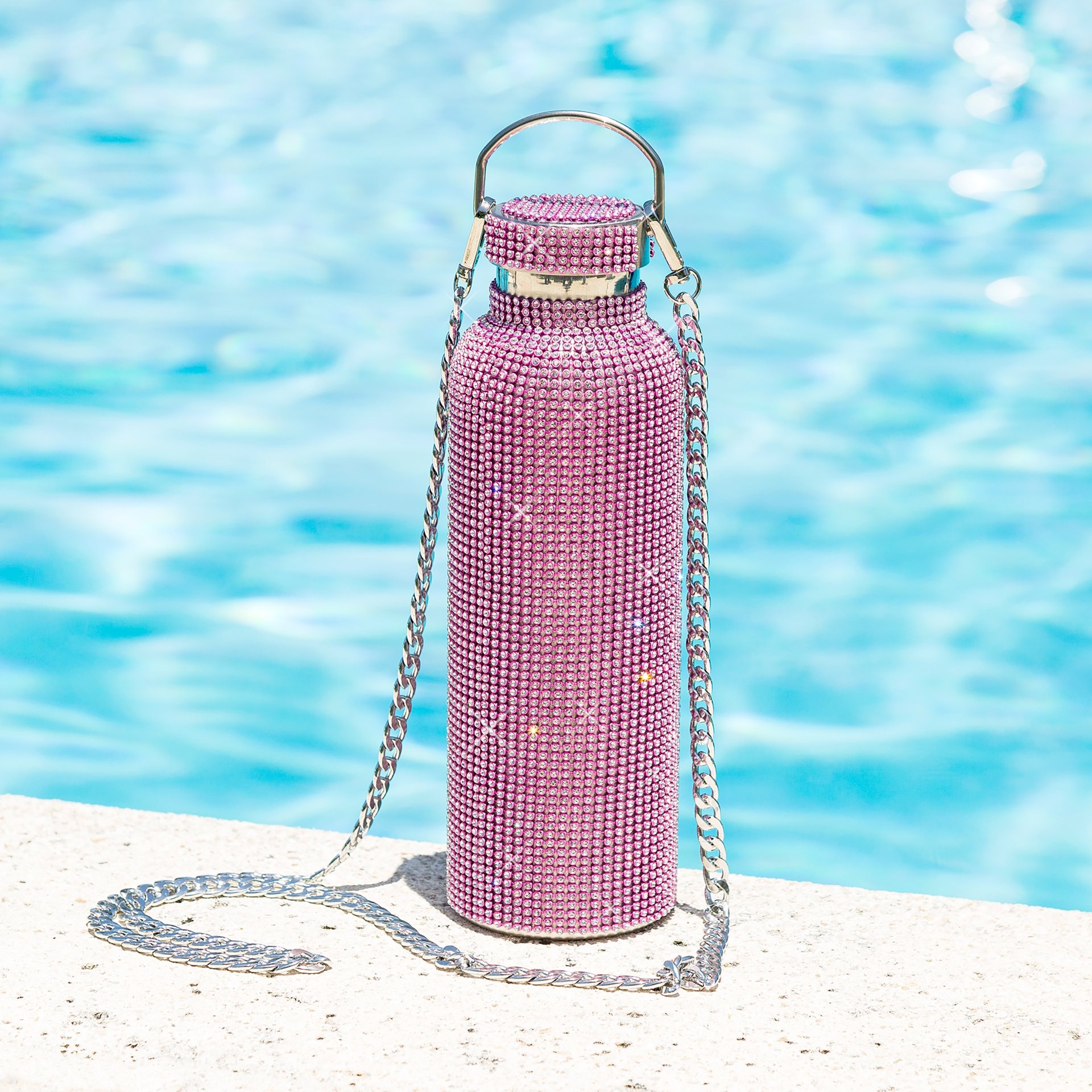 Paris Hilton Trinkflasche »Paris Hilton, Luxus Trinkgefäß mit über 5000 Strasssteinen«, (1 tlg.), Wasserflasche in Diamant-Optik, Luxusgetränkebehälter, aus Edelstahl
