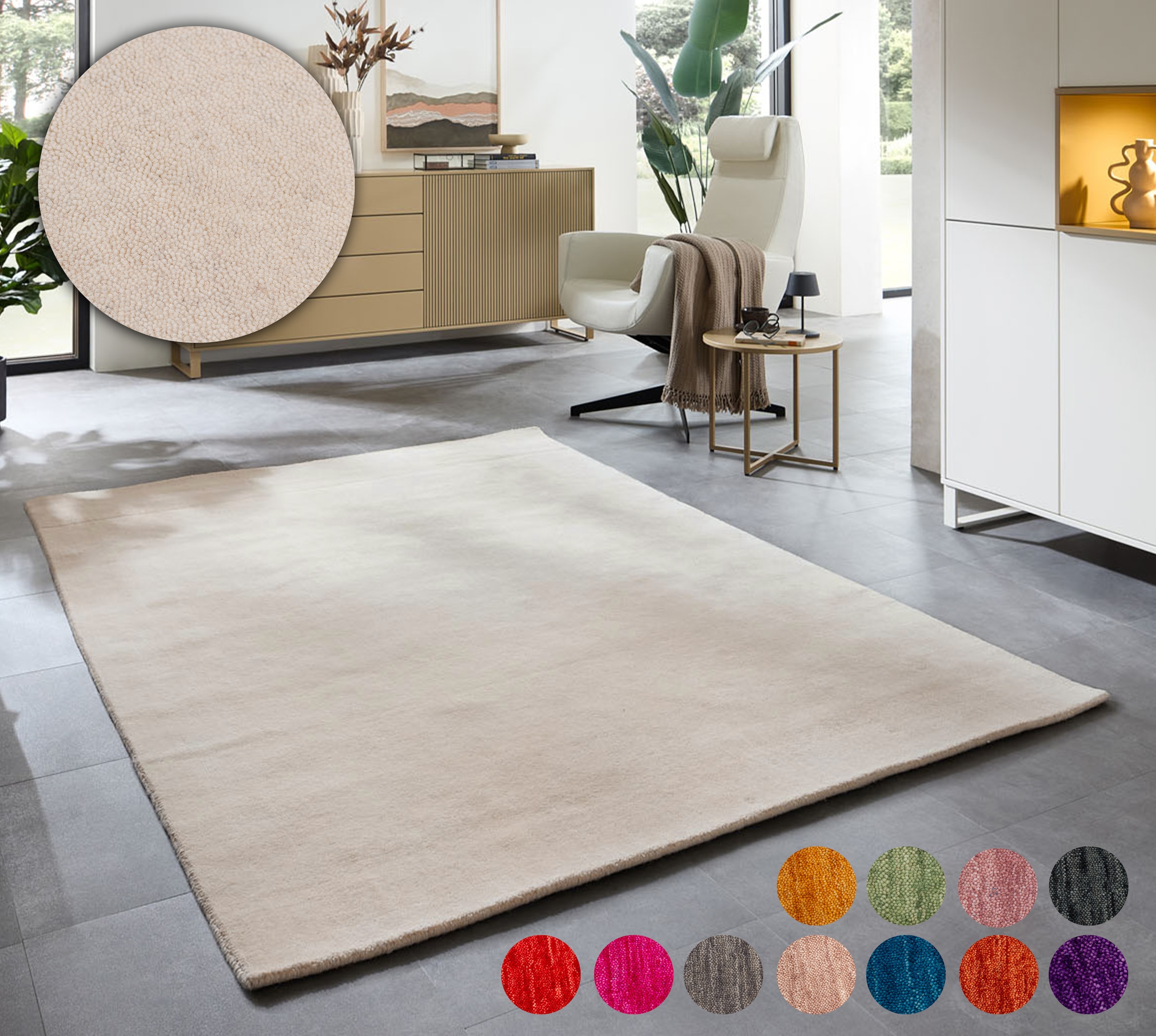 my home Wollteppich »Karchau«, rechteckig, 13 mm Höhe, Handweb Teppich, mel günstig online kaufen