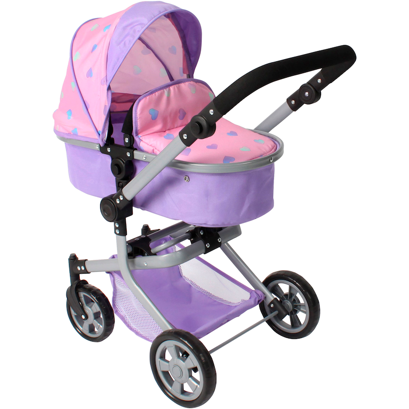 CHIC2000 Kombi-Puppenwagen »Mika« mit schwenkbaren Vorderrädern Herzchen lila