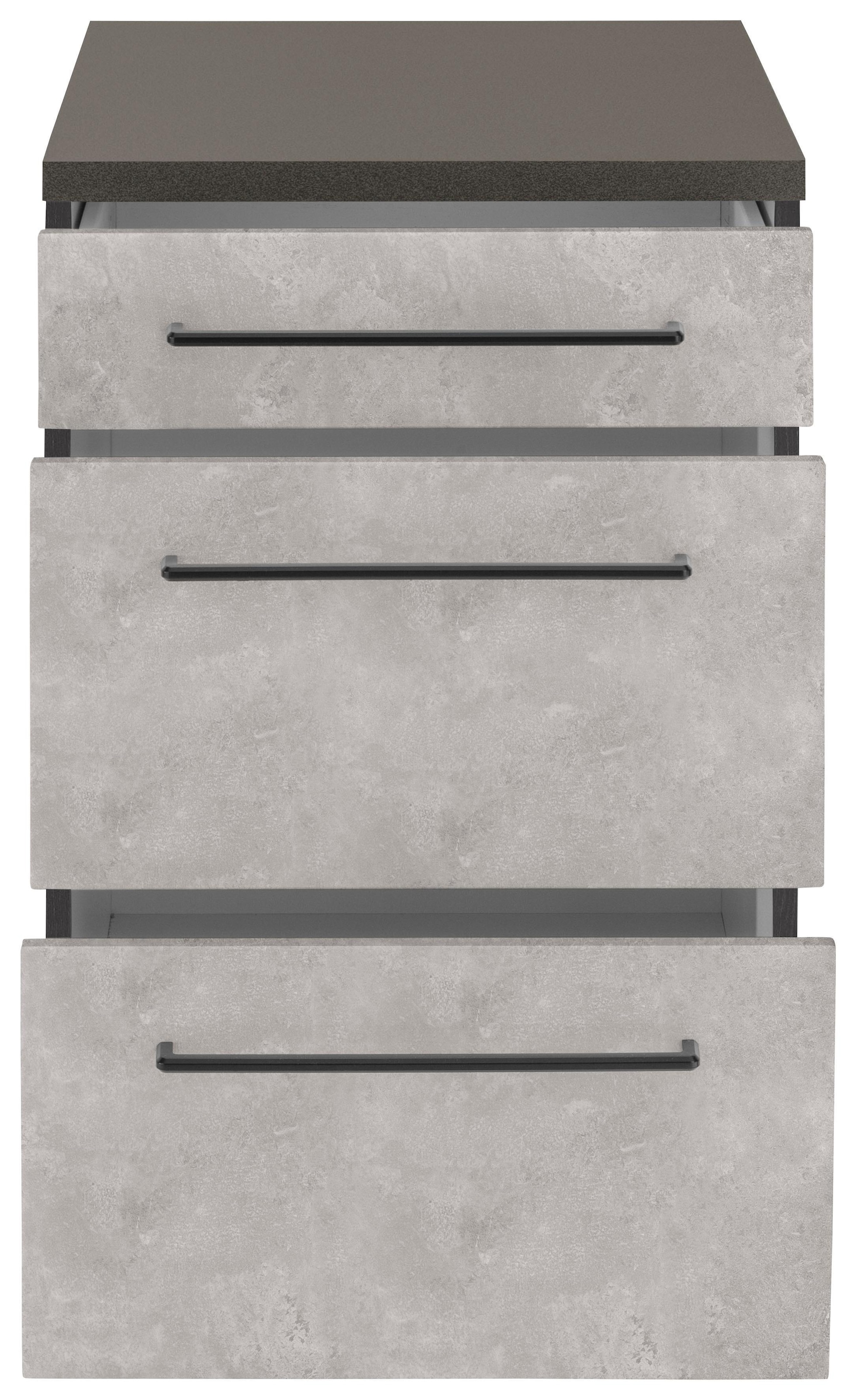 KOCHSTATION Unterschrank »KS-Tulsa«, 50 cm breit, 1 Schubkasten, 2 große Auszüge, Metallgriff, MDF Front