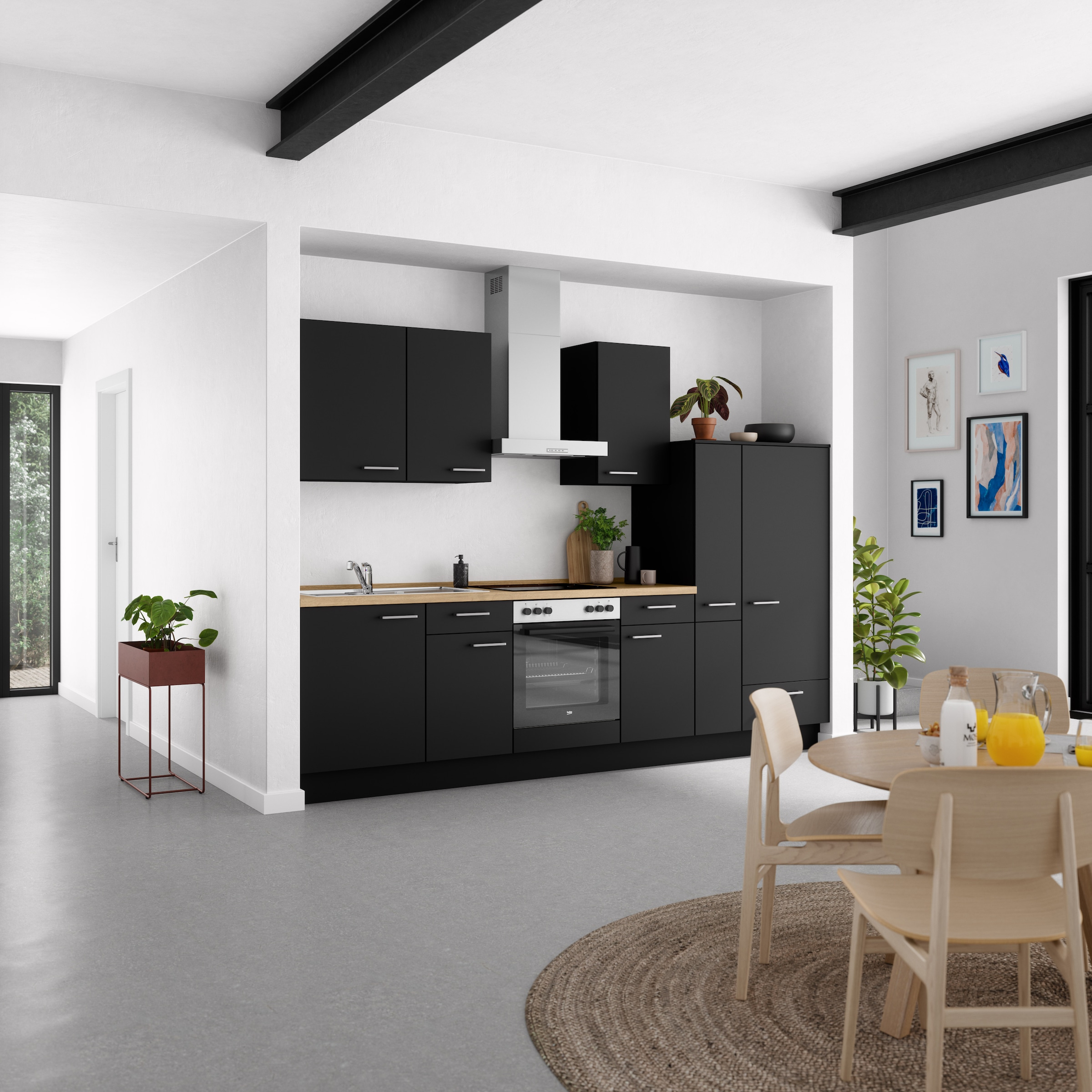 nobilia® Küchenzeile »"Touch I", NEU: individuell anpassbar mit gratis Profi-Beratung« vormontiert, Breite 300 cm, Ausrichtung wählbar, wahlw. mit E-Geräten