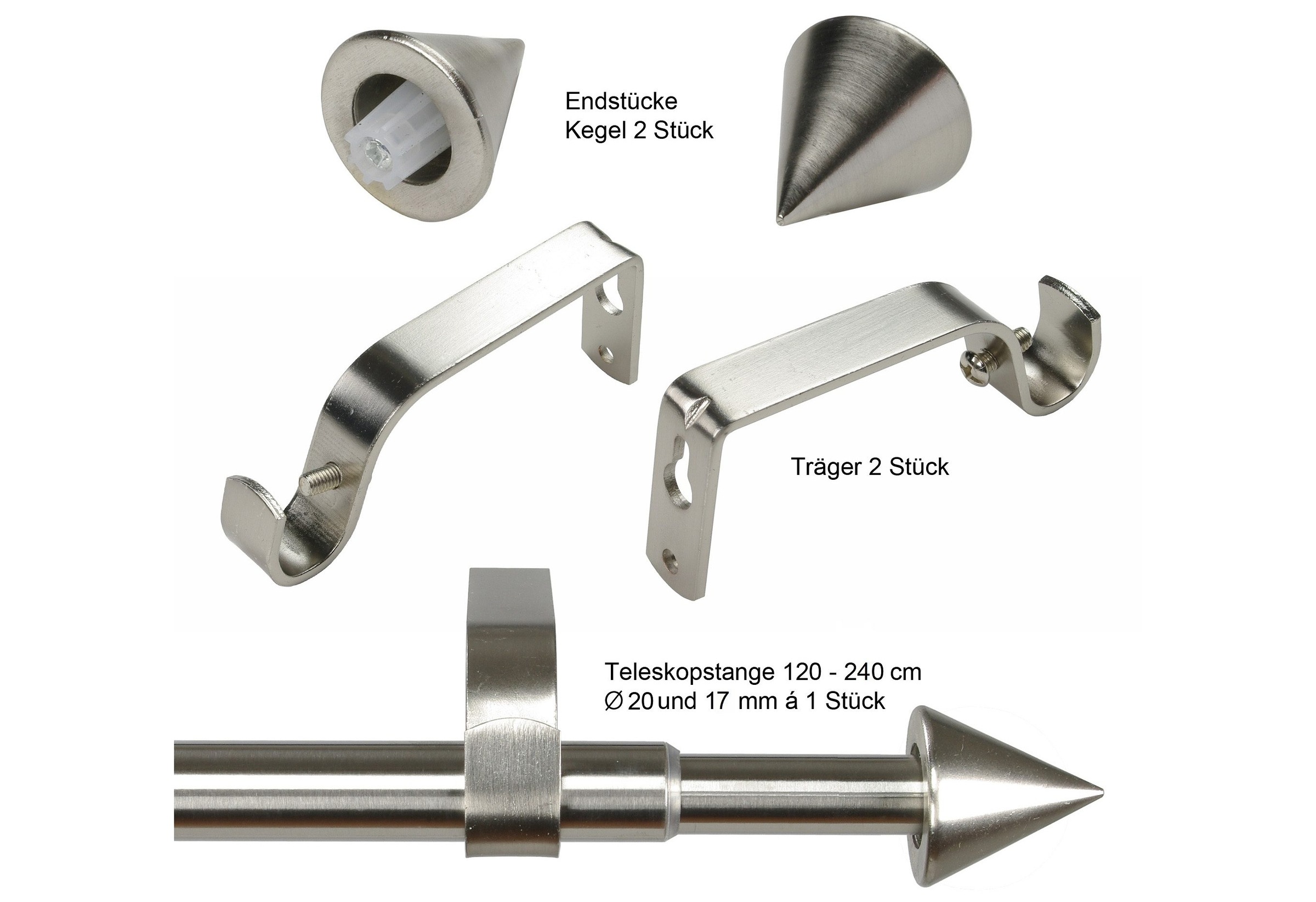 Liedeco Gardinenstange »Kegel Ã˜ 20 mm« Ø 20 mm 1 läufig-läufig ausziehbar günstig online kaufen