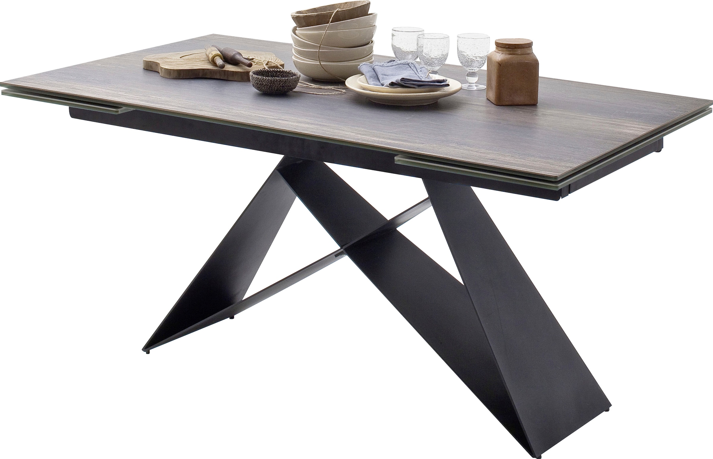 MCA furniture Esstisch »Kobe«, Esstisch Glas-Keramik mit Stirnauszug