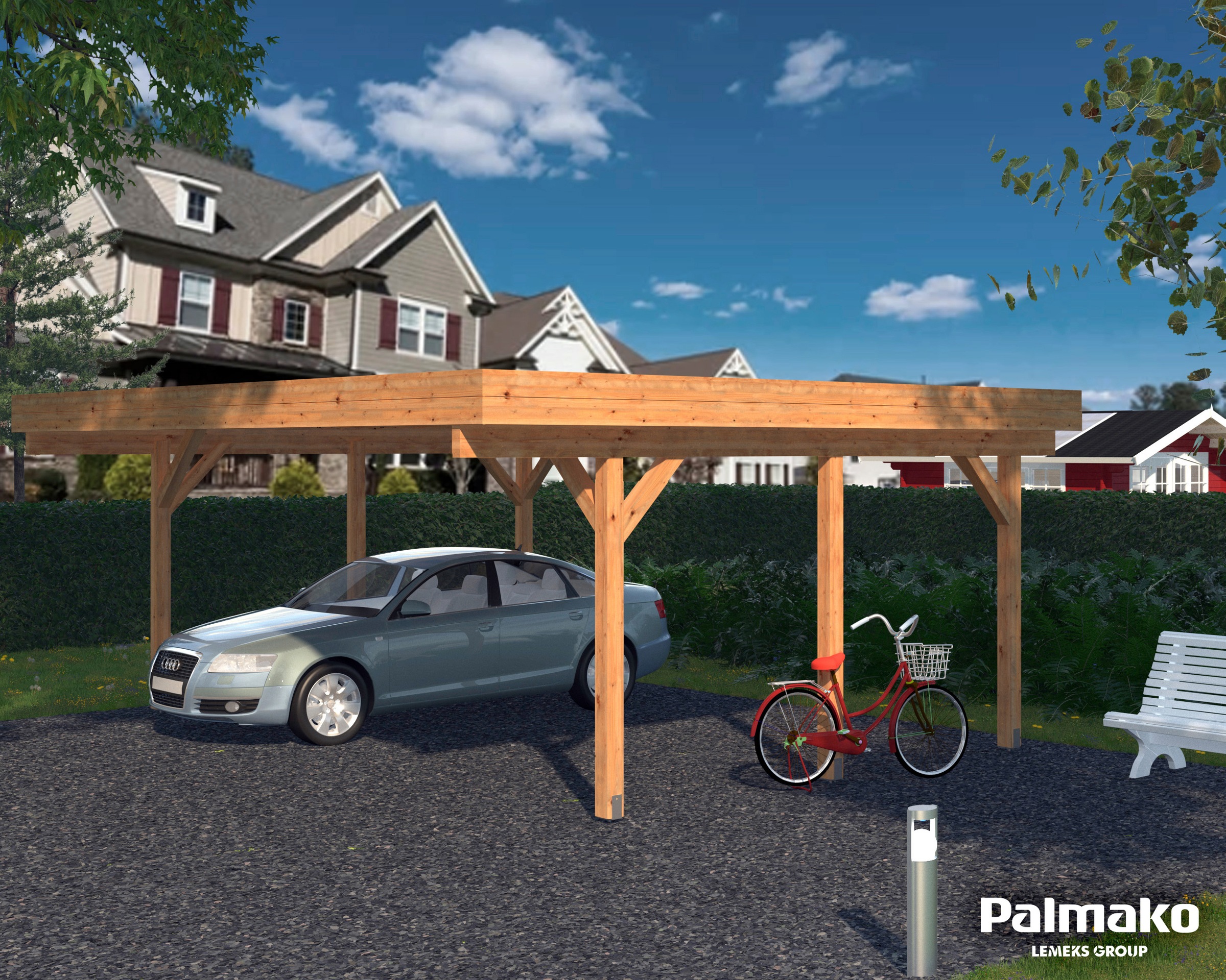 Palmako Doppelcarport »Karl«, Holz, hellbraun
