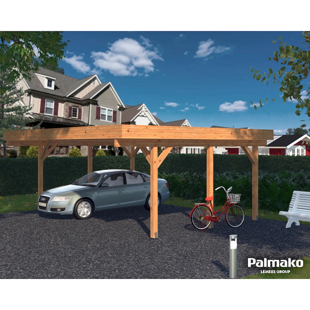 Palmako Doppelcarport »Karl«, Holz, hellbraun