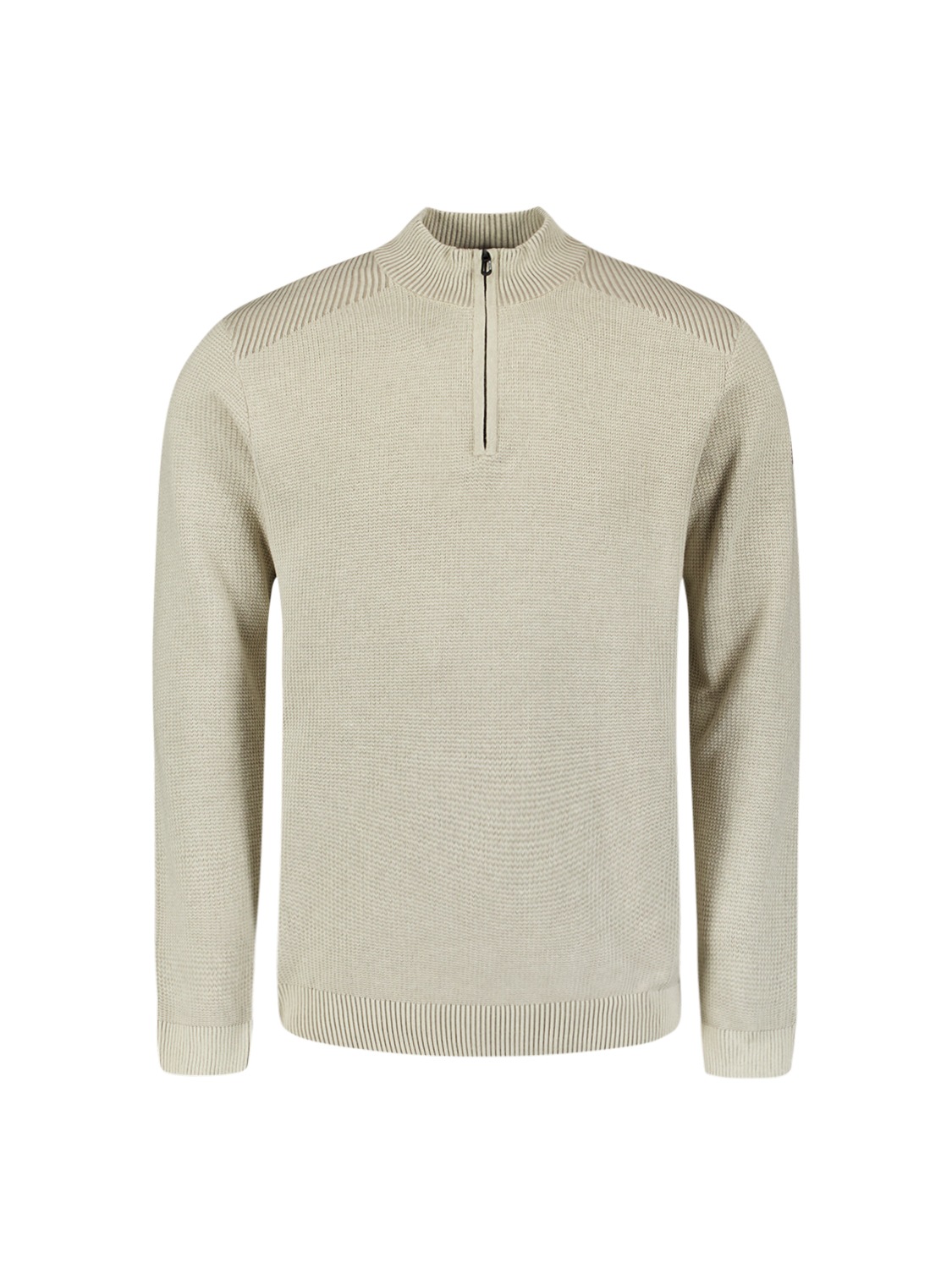 NO EXCESS Stehkragenpullover »No Excess Strukturierter Half-Zip-Pullover«