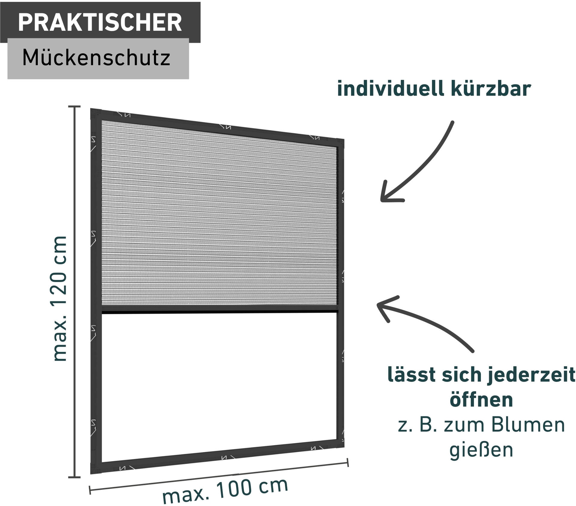 Windhager Insektenschutzplissee »Plisseefenster ULTRA FLAT«, halbtransparent, ohne Bohren, verspannt, Insektenschutz Plissee für Fenster ohne bohren, 100 x 120 cm, anthra