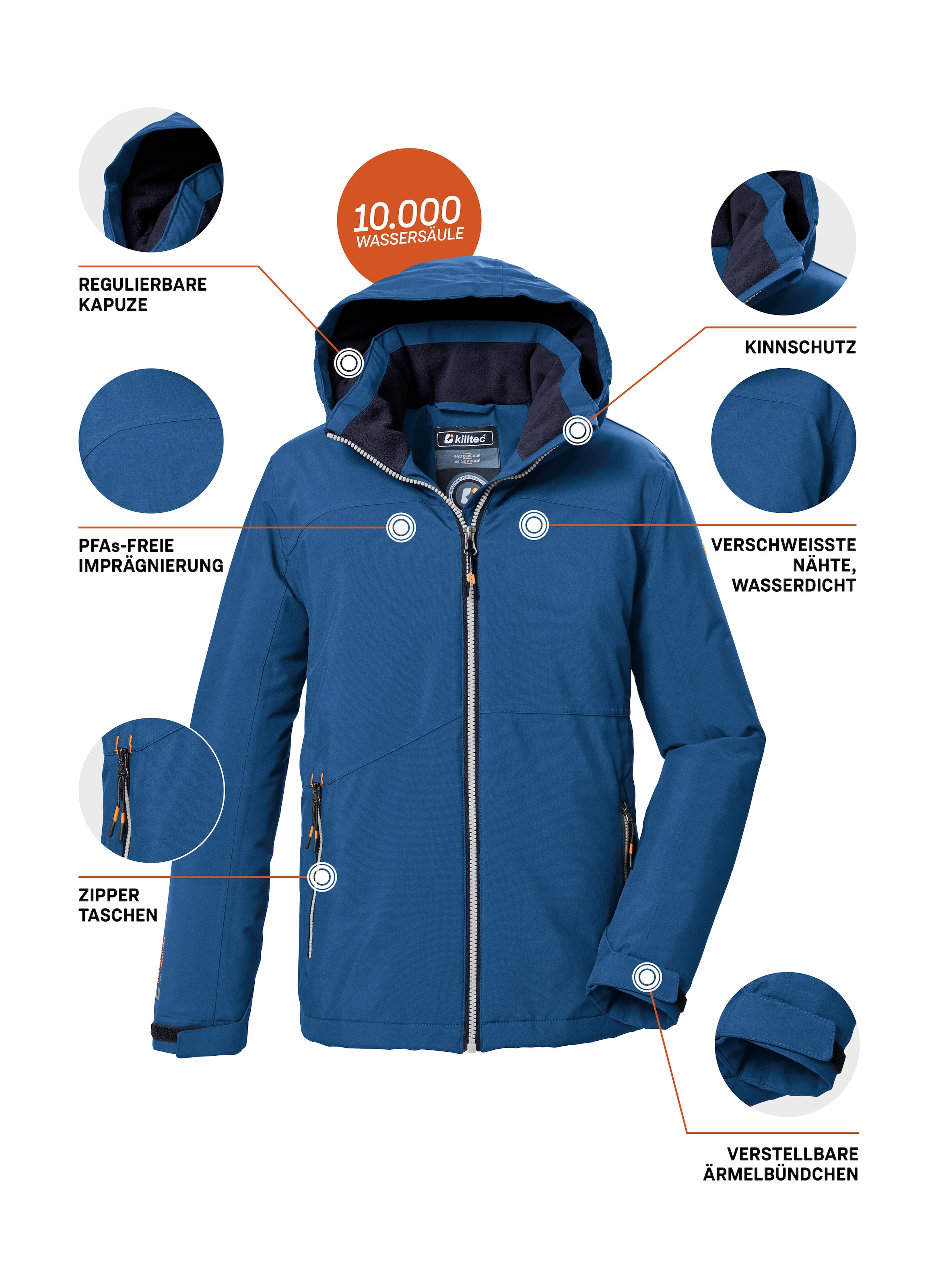 Killtec Funktionsjacke »KOW 369 BYS JCKT«, Wasserdichte Jungen Funktionsjacke mit Kapuze, PFAS-frei imprägniert