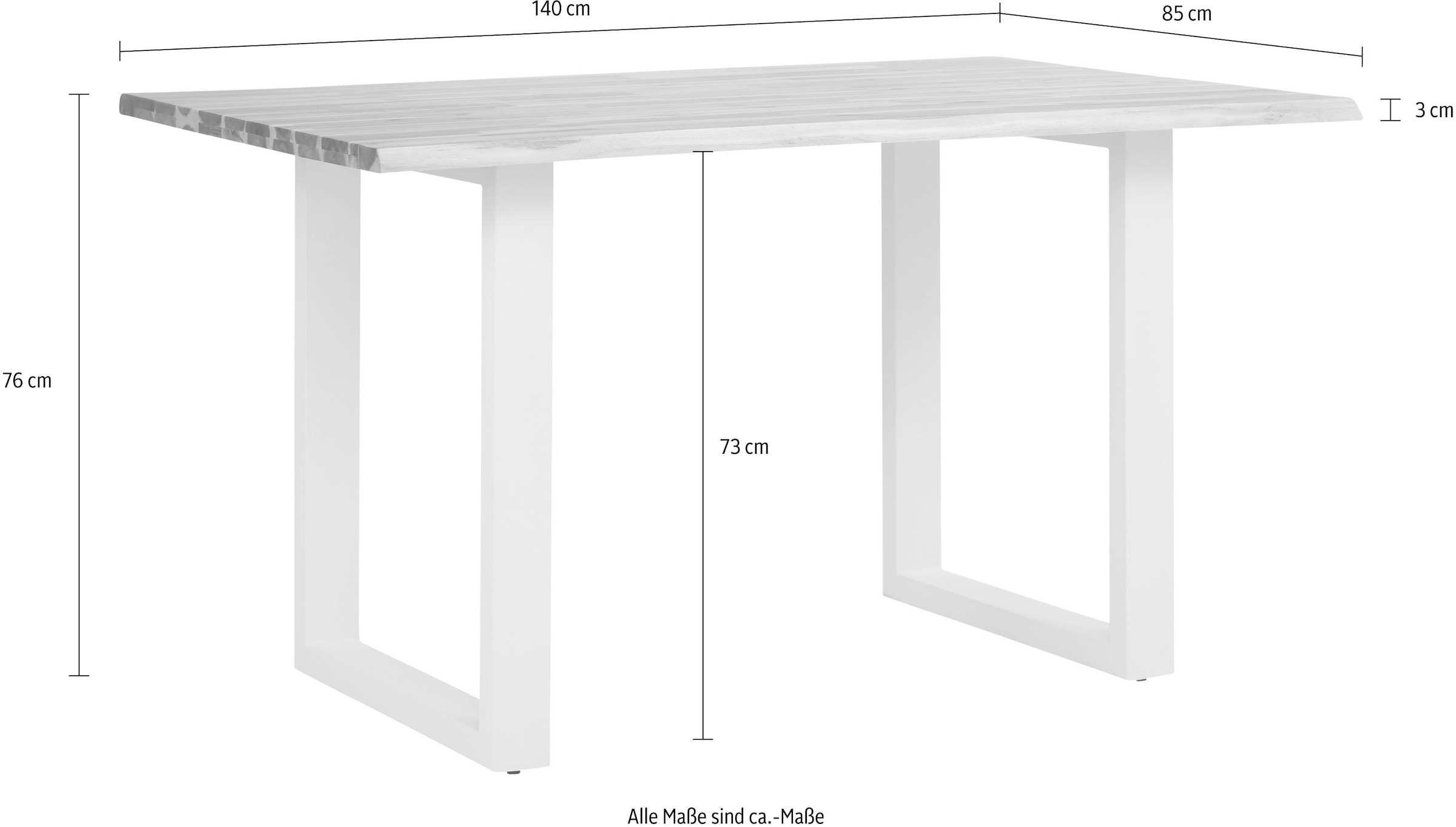 Home affaire Esstisch »Melody«, Akazienholz, mit Metallfußgestell Breite 140 cm