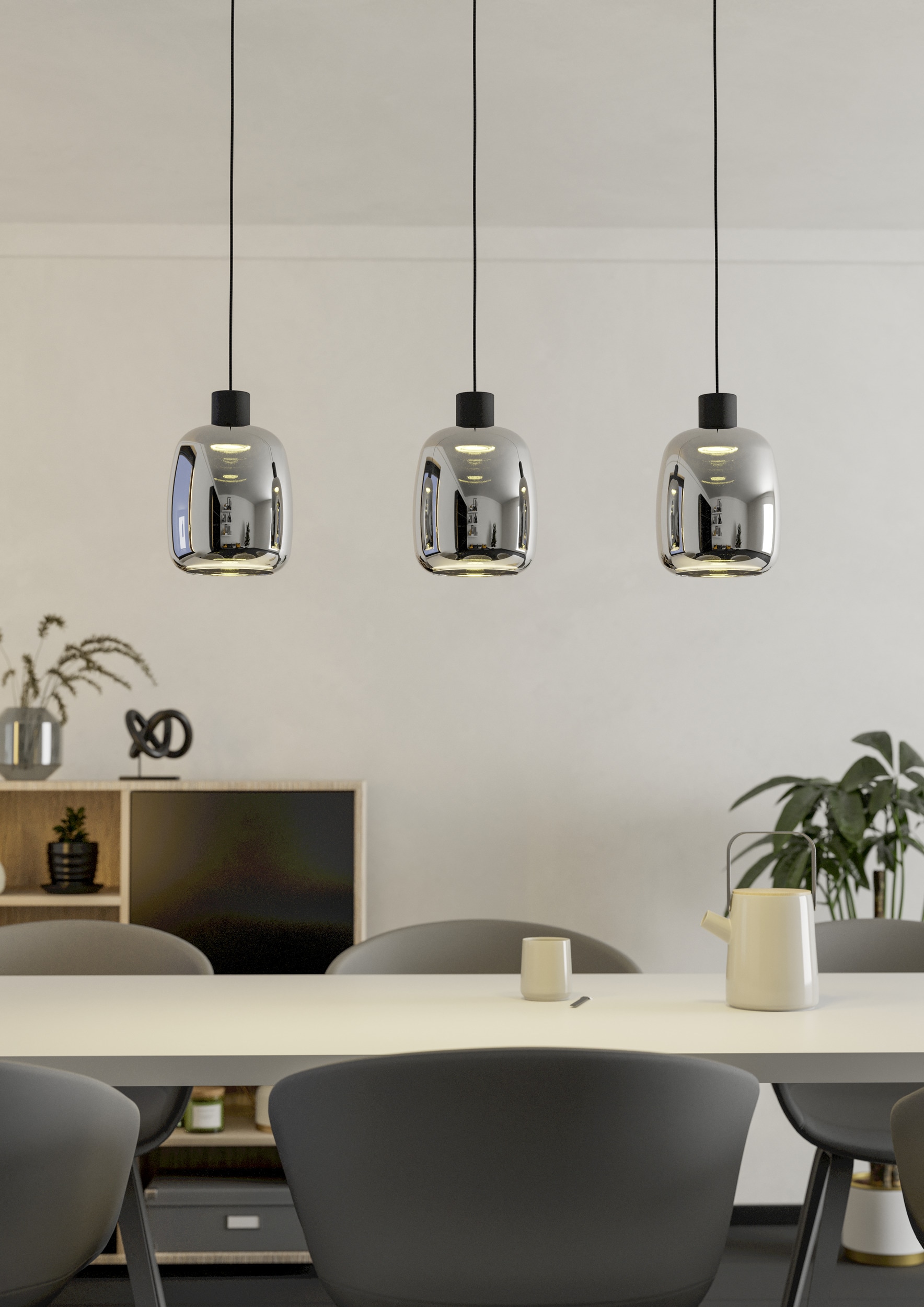 EGLO Hängeleuchte »MOLOCHIO-Z Pendellampe - Stahl - LED - 3X3,7W - IP20« LED-Modul 1 Stk. Kaltweiß | Neutralweiß | Warmweiß Hängelampe, Deckenlampe, Wohnzimmer, Esszimmer, L88 x B12,5 x H110 cm