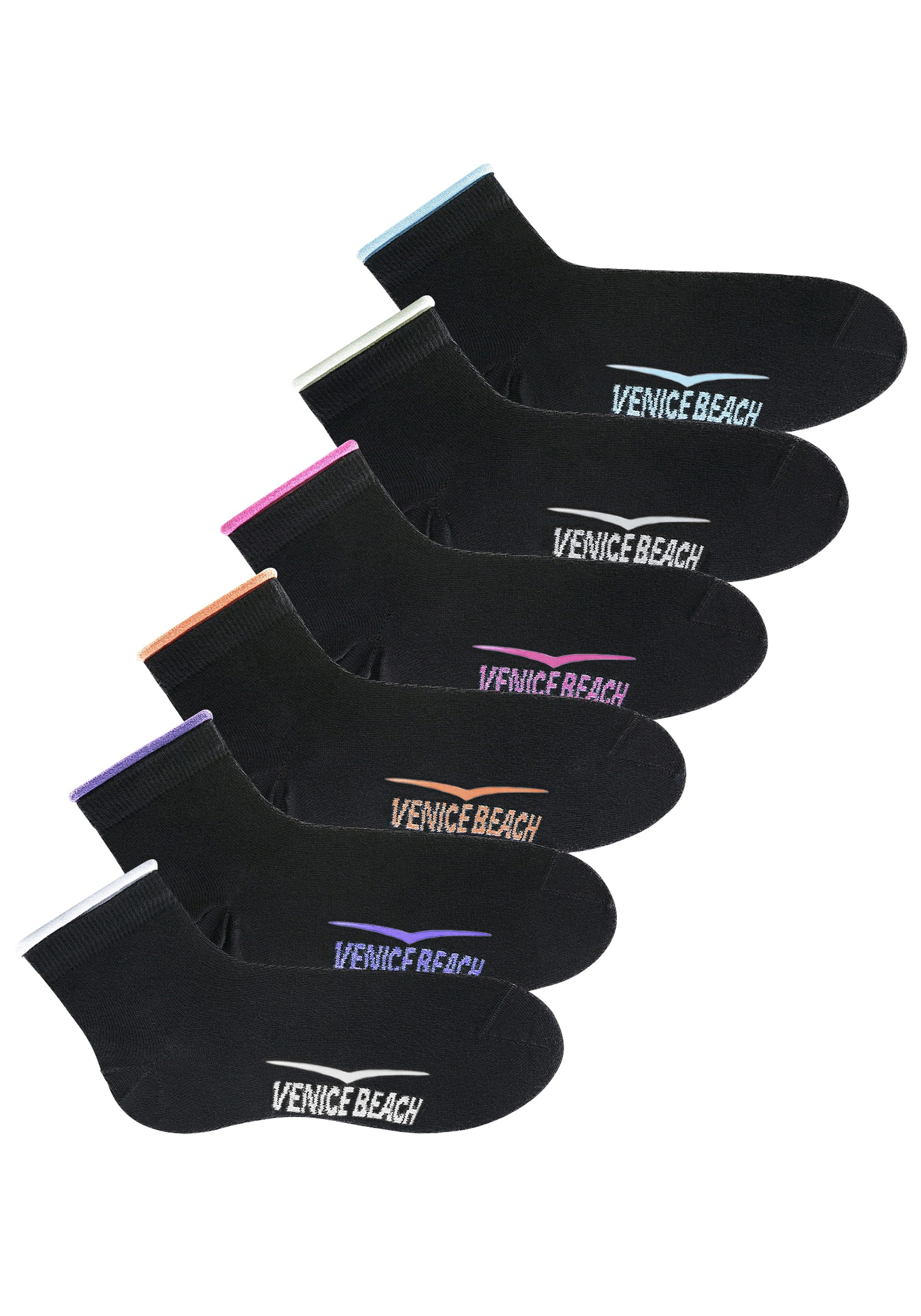 Venice Beach Kurzsocken, (Set, 6 Paar), mit druckfreiem Bündchen