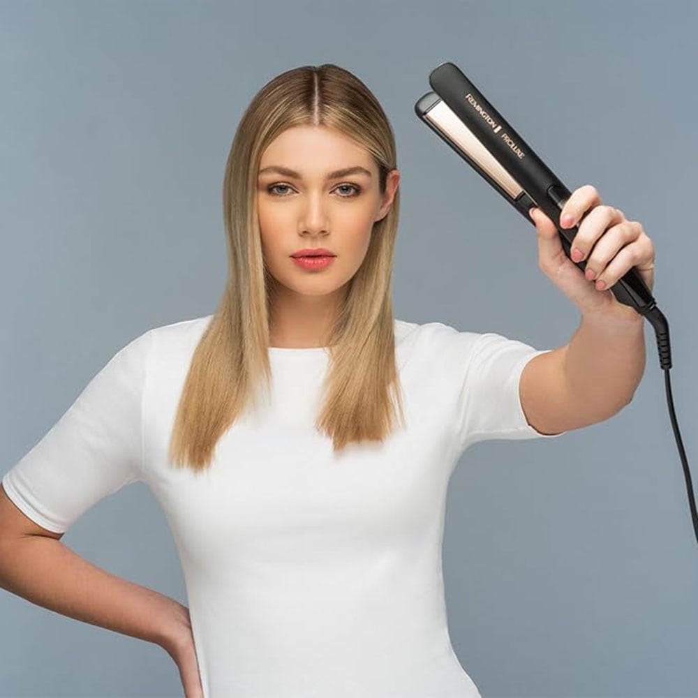 Remington Glätteisen »S9100B E51 PROluxe Midnight«, Ultimate-Glide-Keramik-Beschichtung, OPTIheat-Technologie, LCD display, 110mm lange Keramikstylingplatten