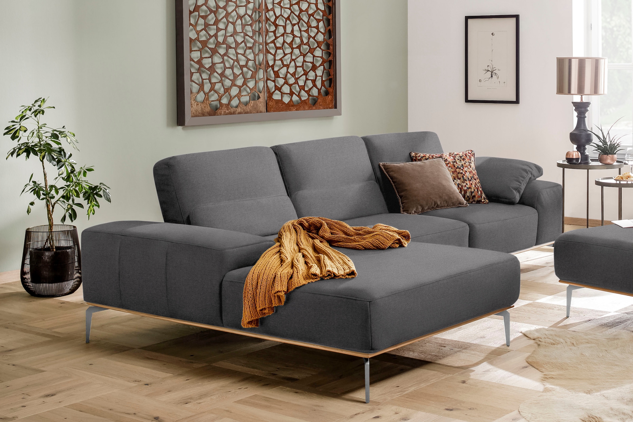 W.SCHILLIG Ecksofa "run, Designsofa, bequem, L-Form", mit elegantem Holzsoc günstig online kaufen