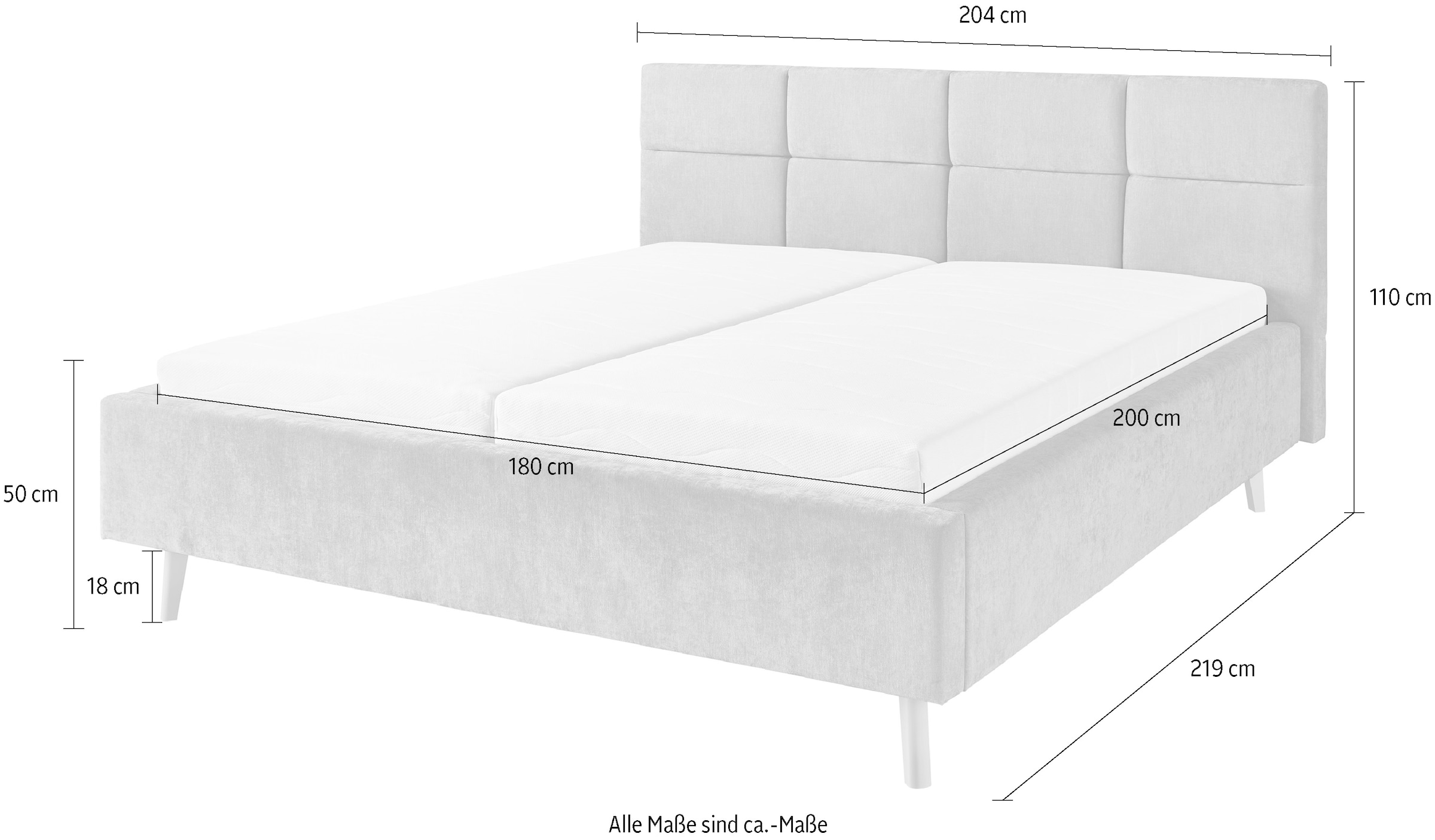 set one by Musterring Polsterbett »Cary, Breite 180cm, inkl. 7-Zonen-Tonnentaschenfederkern-Matratze« Erhältlich in verschiedenen Stofffarbe und Matratzenhärtegraden