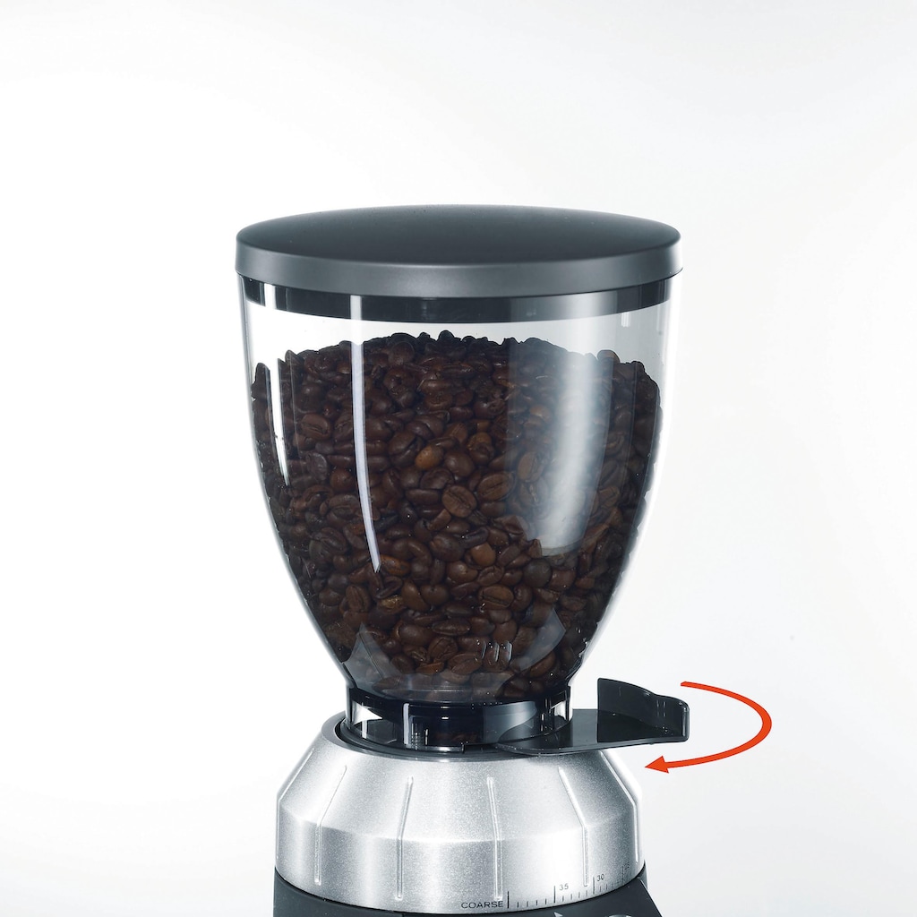 Graef Kaffeemühle »Kaffeemühle CM 900«, 128 W, Kegelmahlwerk, 350 g Bohnenbehälter, mit automatischer Dosierung, Aluminium Schaufelrad