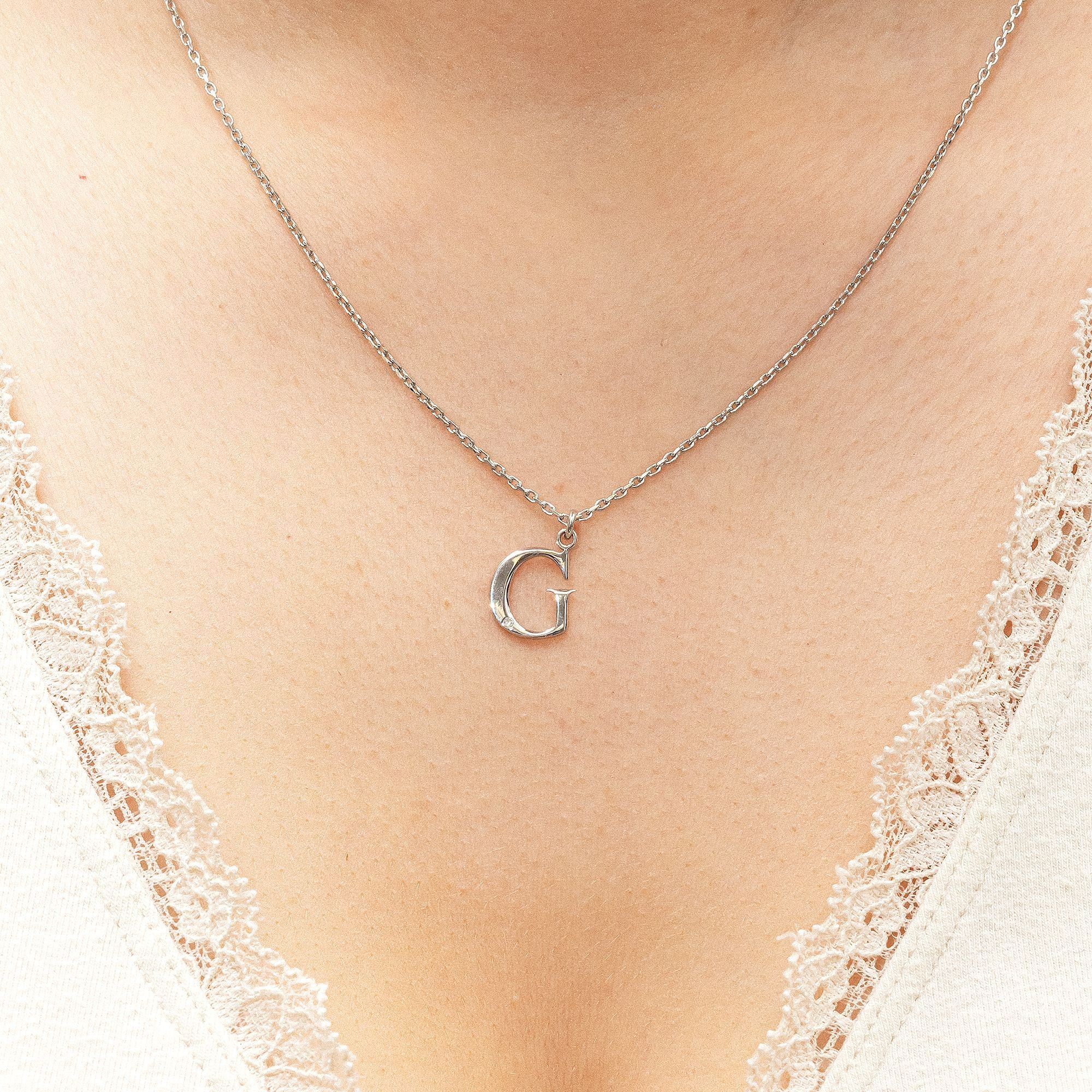 Diamonds by Ellen K. Kette mit Anhänger »Silber 925 mit 1x Diamant 0,008ct. Buchstabe G«