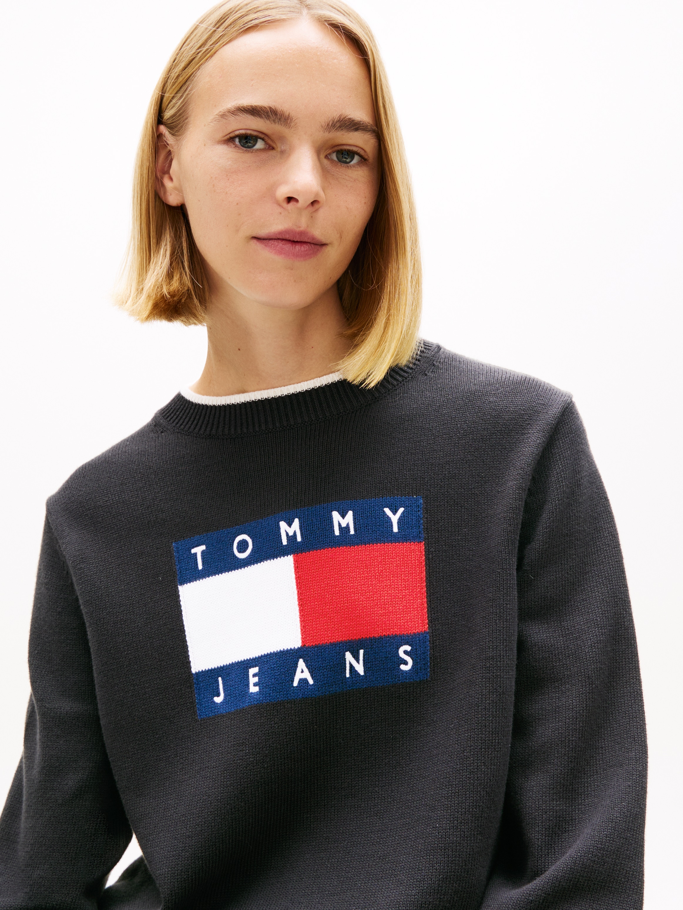 Tommy Jeans Strickpullover »TJW TIPPING FLAG SWEATER EXT«