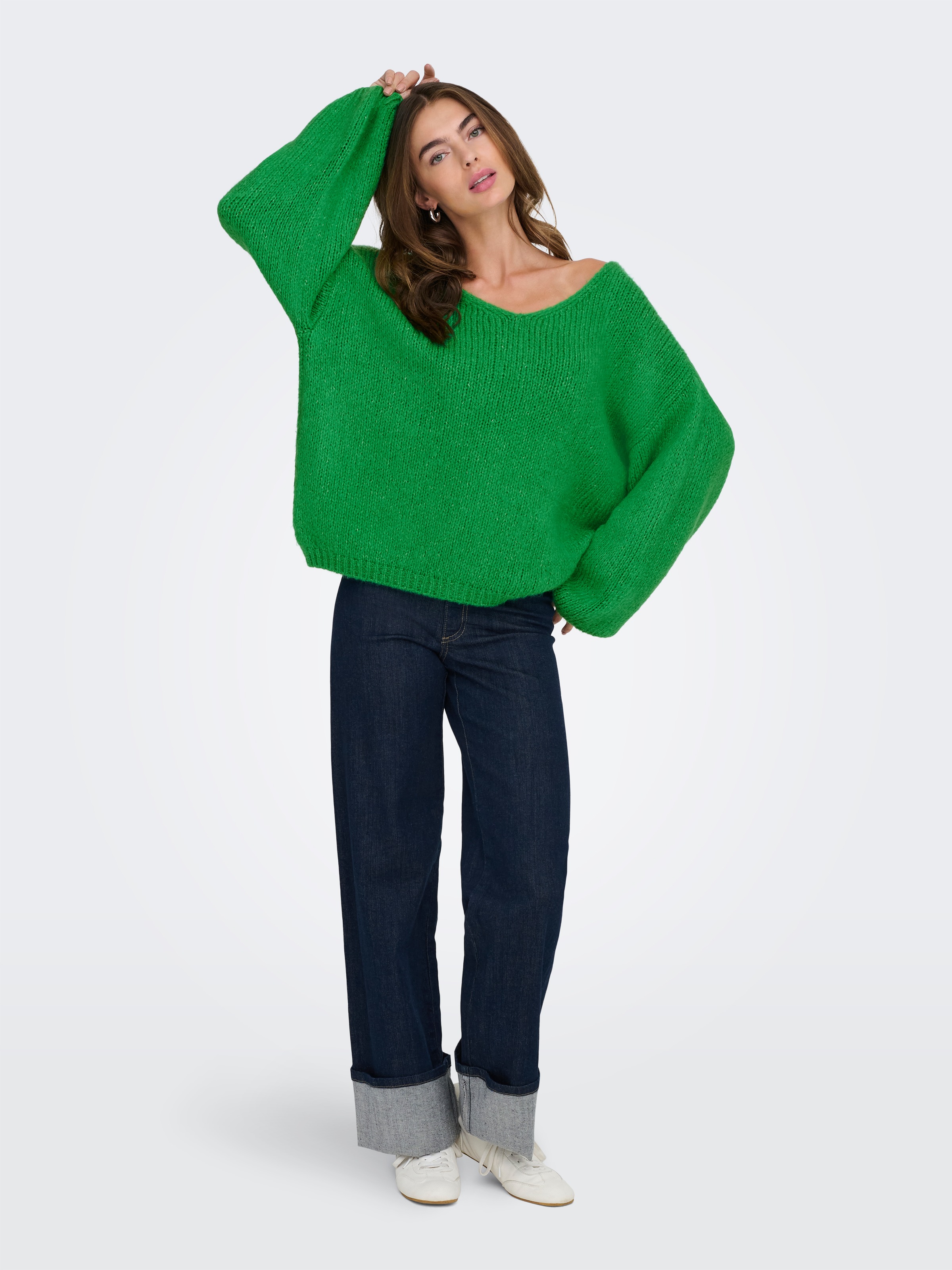 JDY V-Ausschnitt-Pullover »JDYDINEA L/S REVERSIBLE PULLOV. KNT NOOS« Kunstfaser, regular fit