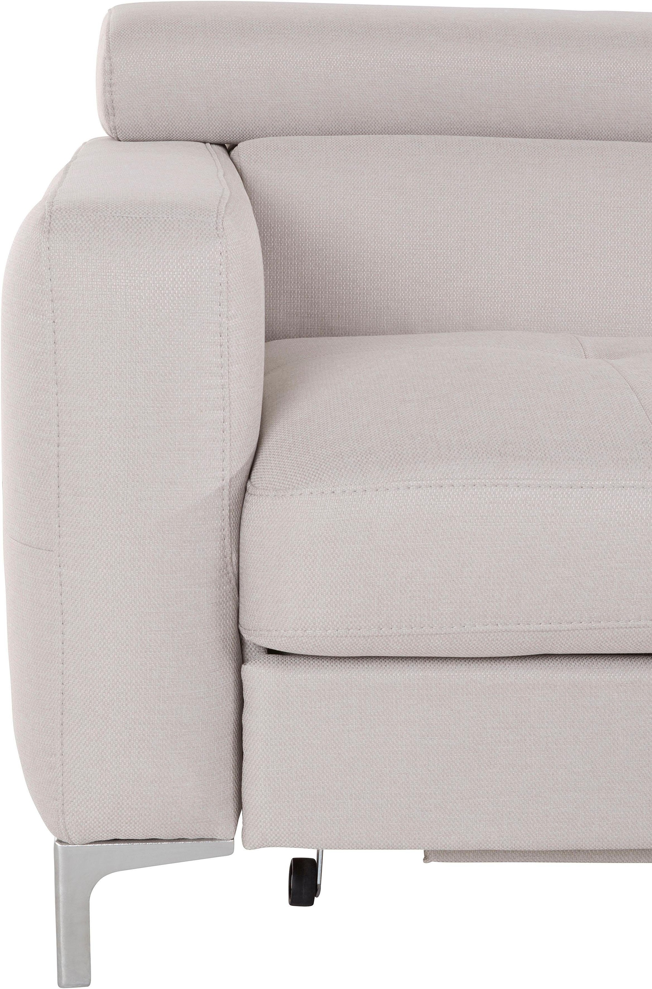 COTTA Polstergarnitur »Sammy L-Form«, (Set), Set bestehend aus: Ecksofa mit Kopfteilverstellung & Hocker
