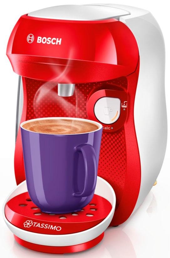 TASSIMO Kapselmaschine »Happy TAS1006, über 70 Getränke, platzsparend«, vollautomatisch, geeignet für alle Tassen, Wassertank 0,7 L, rot/weiß