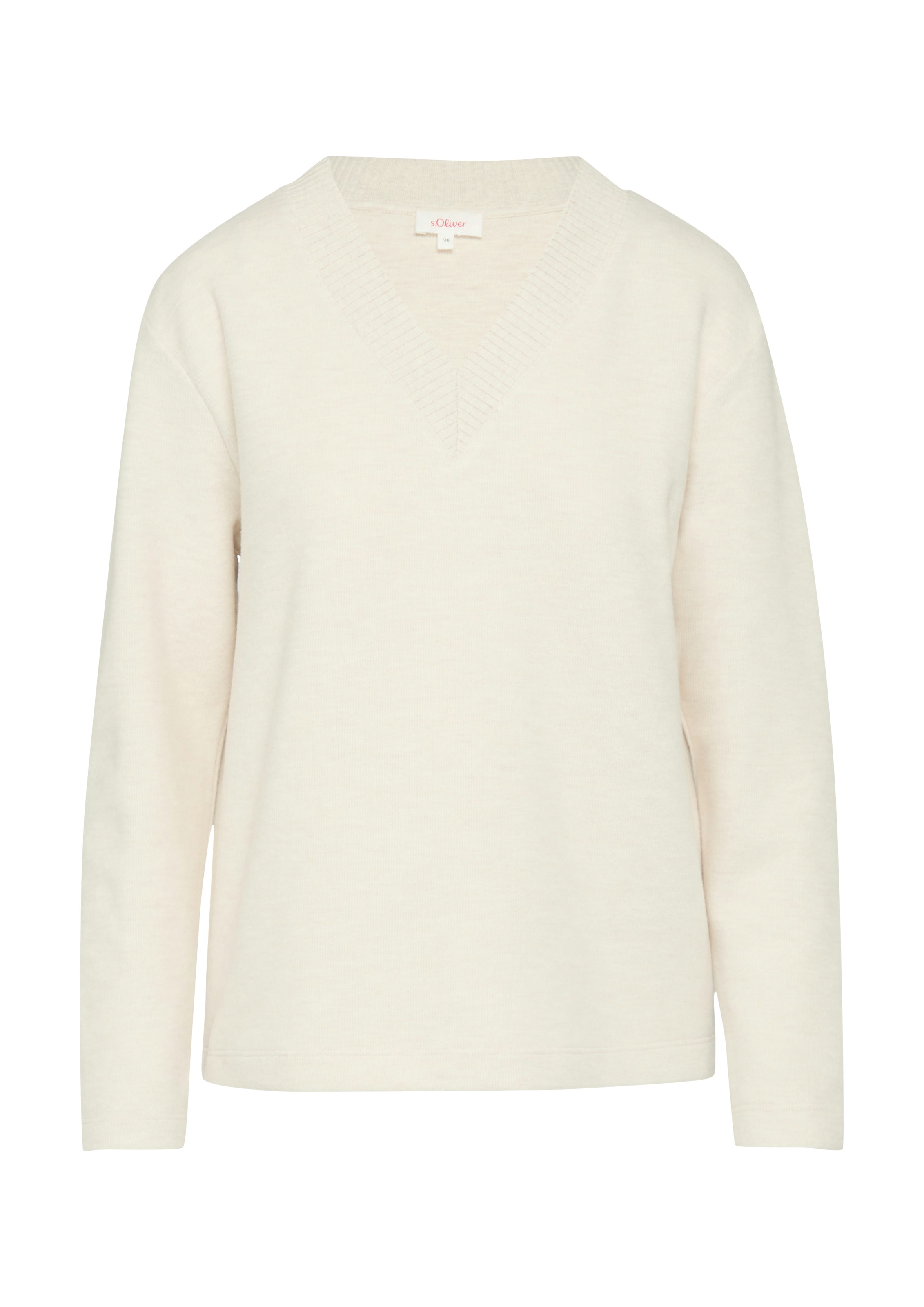 s.Oliver V-Ausschnitt-Pullover, in melierter Optik