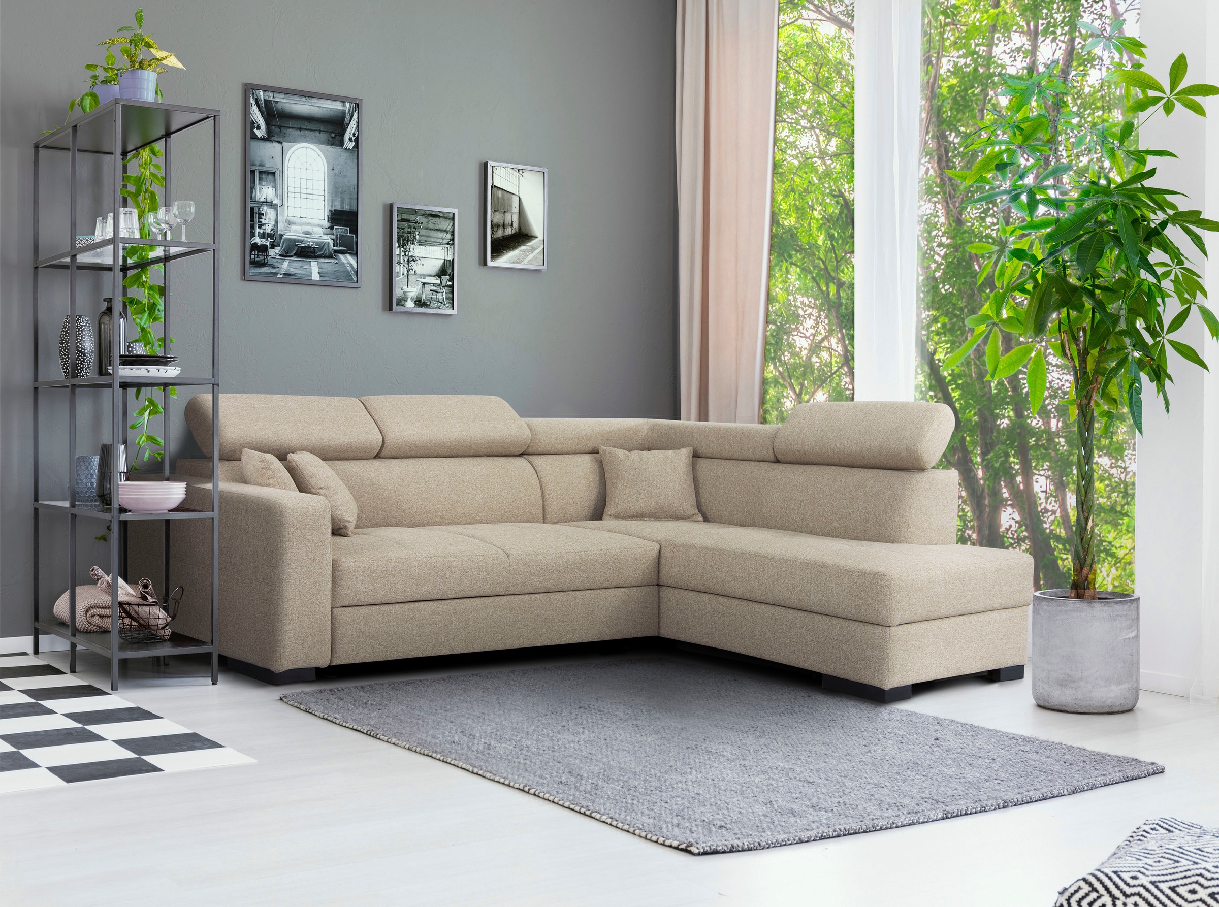 Home affaire Ecksofa »Tulio L-Form«, wahlweise mit Bettfunktion und Bettkas günstig online kaufen